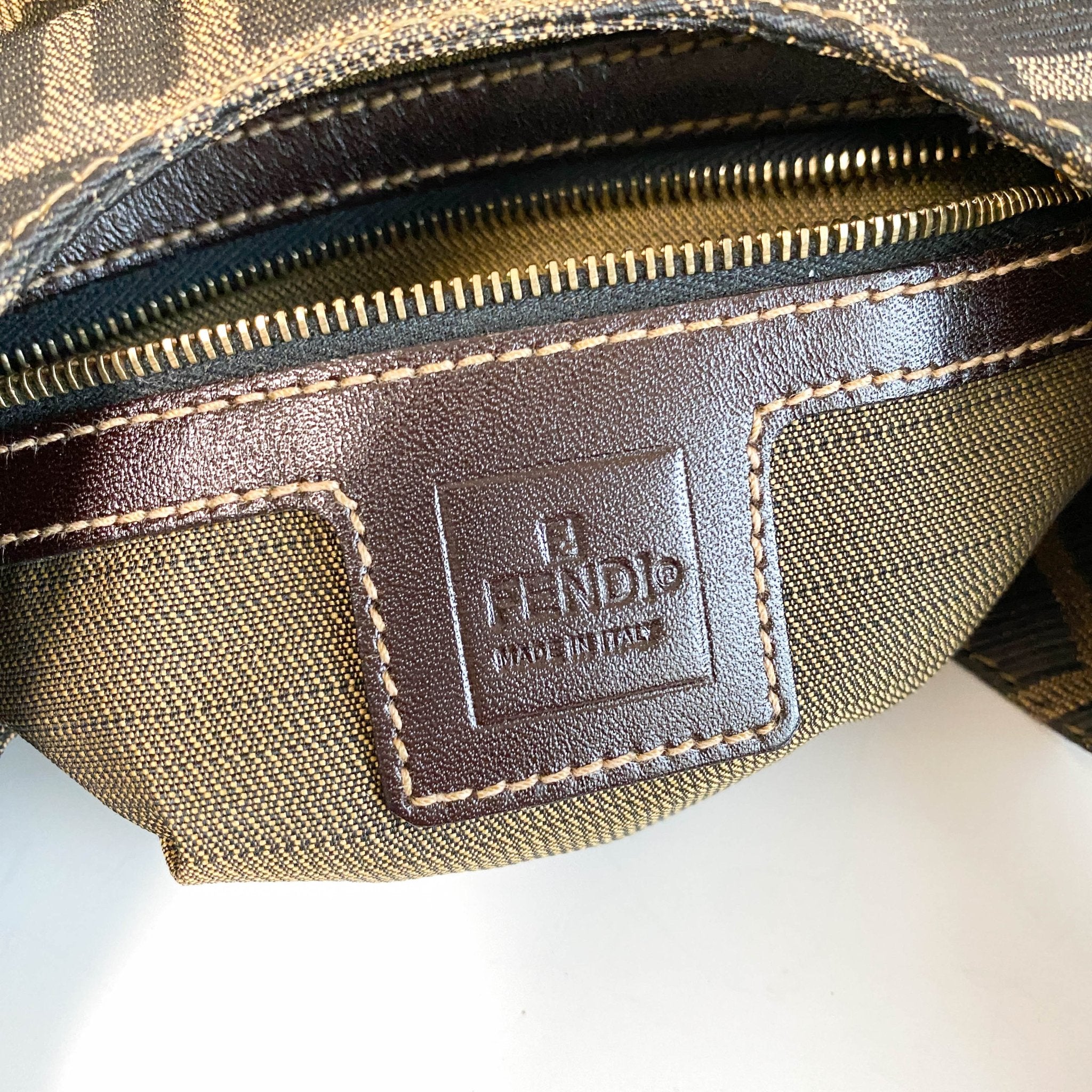 FENDI Zucca Brown Canvas Hobo Shoulder Bag with Gold Hardware, in , Sold by HIVE PRELOVED - Shoulder Bags, ,