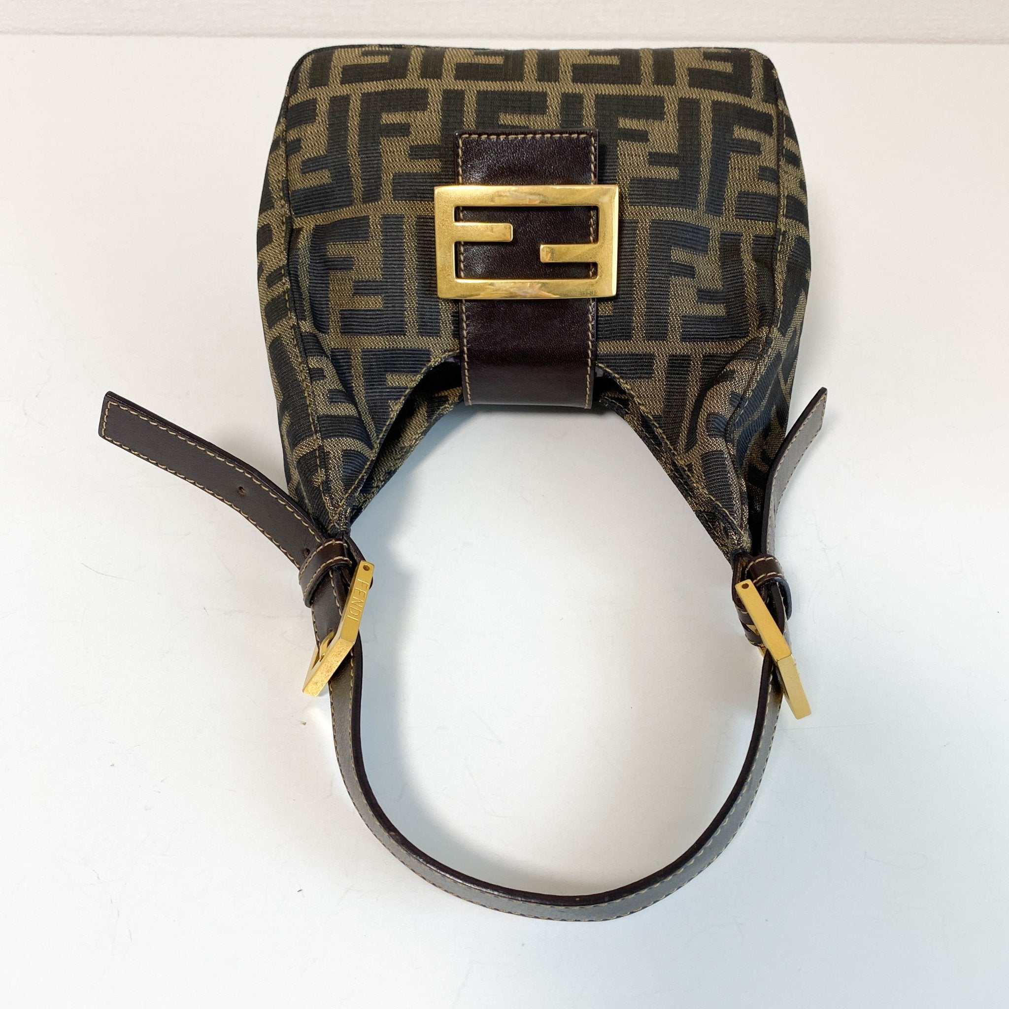 FENDI Zucca Brown Canvas Hobo Shoulder Bag with Gold Hardware, in , Sold by HIVE PRELOVED - Shoulder Bags, ,