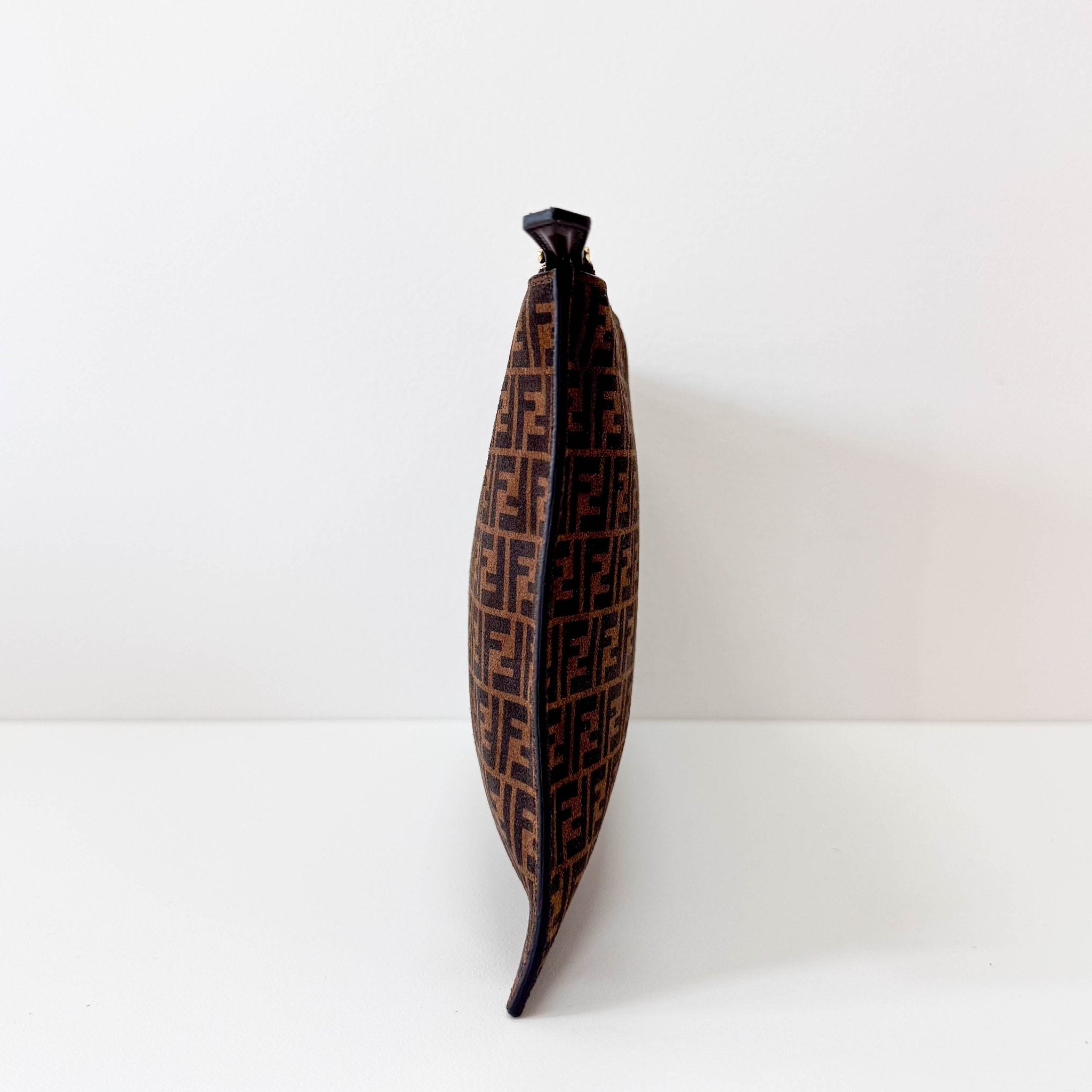 FENDI Zucca Brown Suede Zip Pouch, in , Sold by HIVE PRELOVED - Pouches, ,