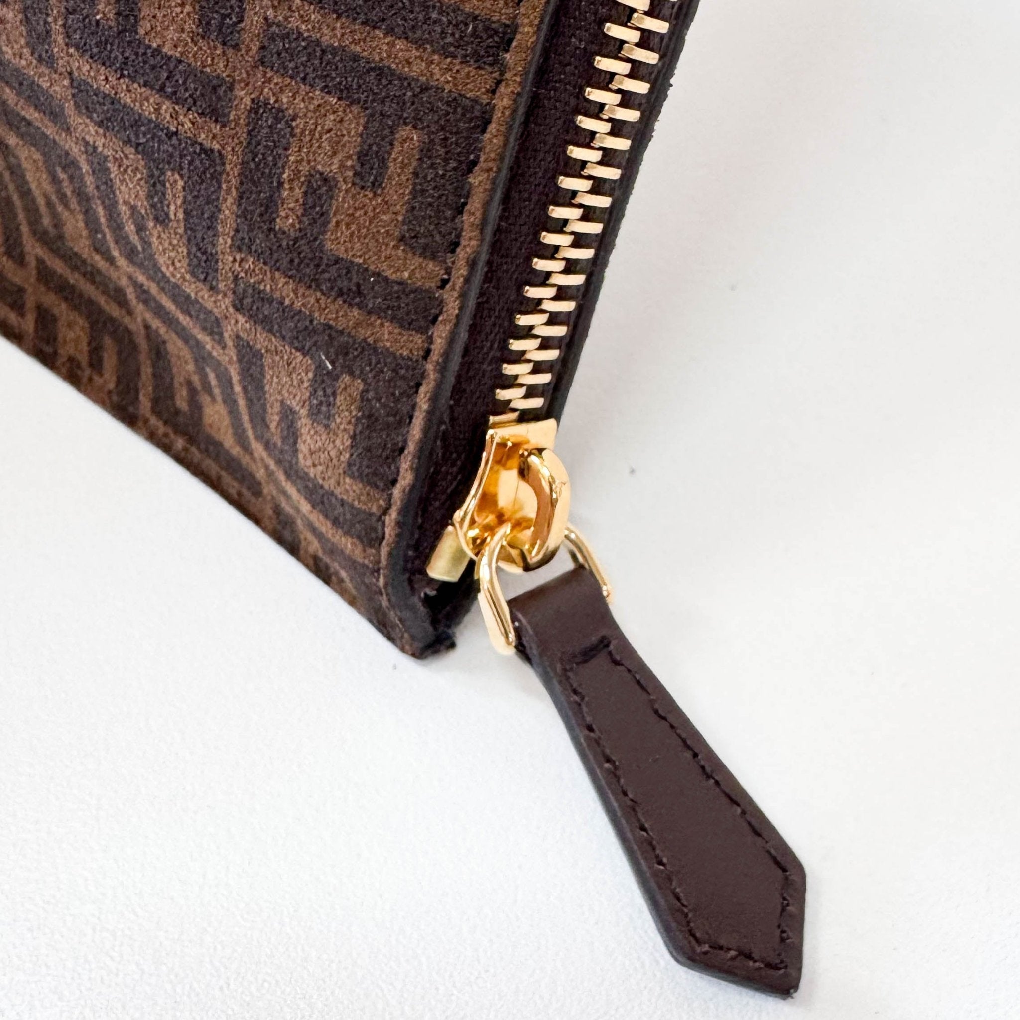 FENDI Zucca Brown Suede Zip Pouch, in , Sold by HIVE PRELOVED - Pouches, ,