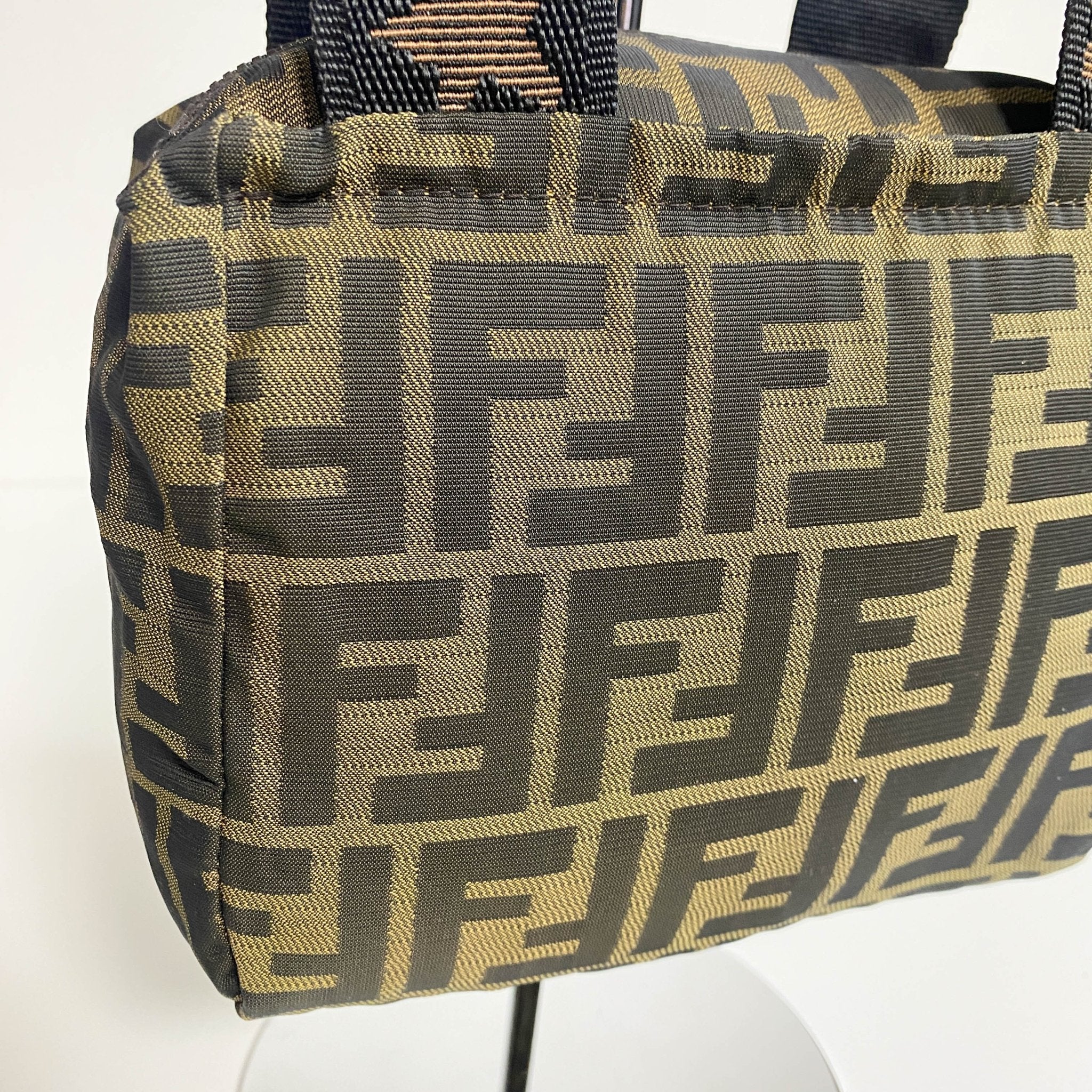 FENDI Zucca Double Handle Mini Pochette Pouch Bag, in , Sold by HIVE PRELOVED - Handle Bags, Mini bags,