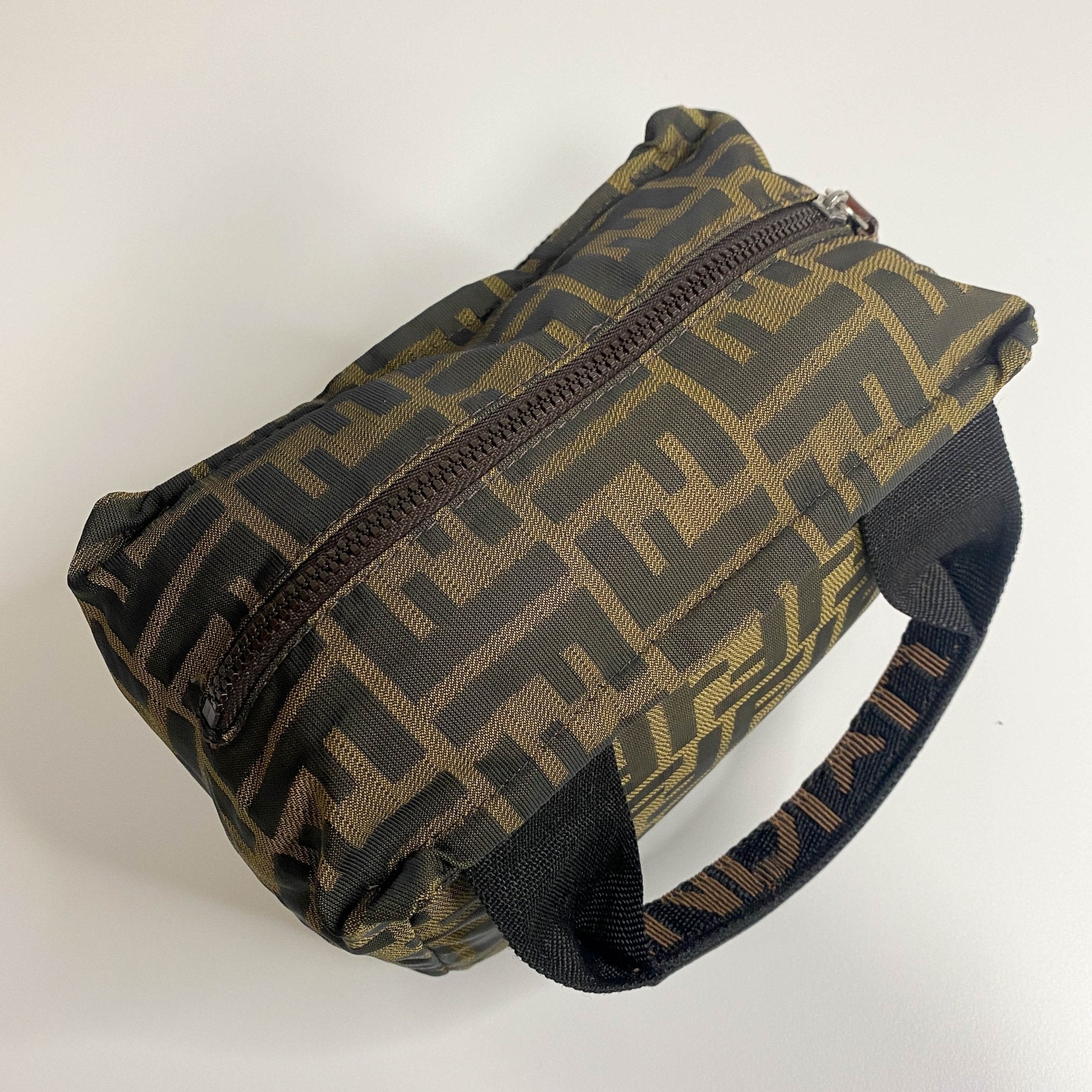 FENDI Zucca Double Handle Mini Pochette Pouch Bag, in , Sold by HIVE PRELOVED - Handle Bags, Mini bags,