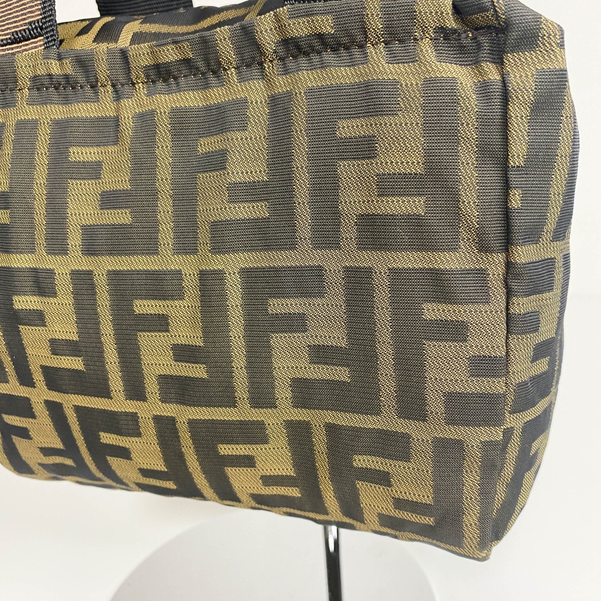 FENDI Zucca Double Handle Mini Pochette Pouch Bag, in , Sold by HIVE PRELOVED - Handle Bags, Mini bags,