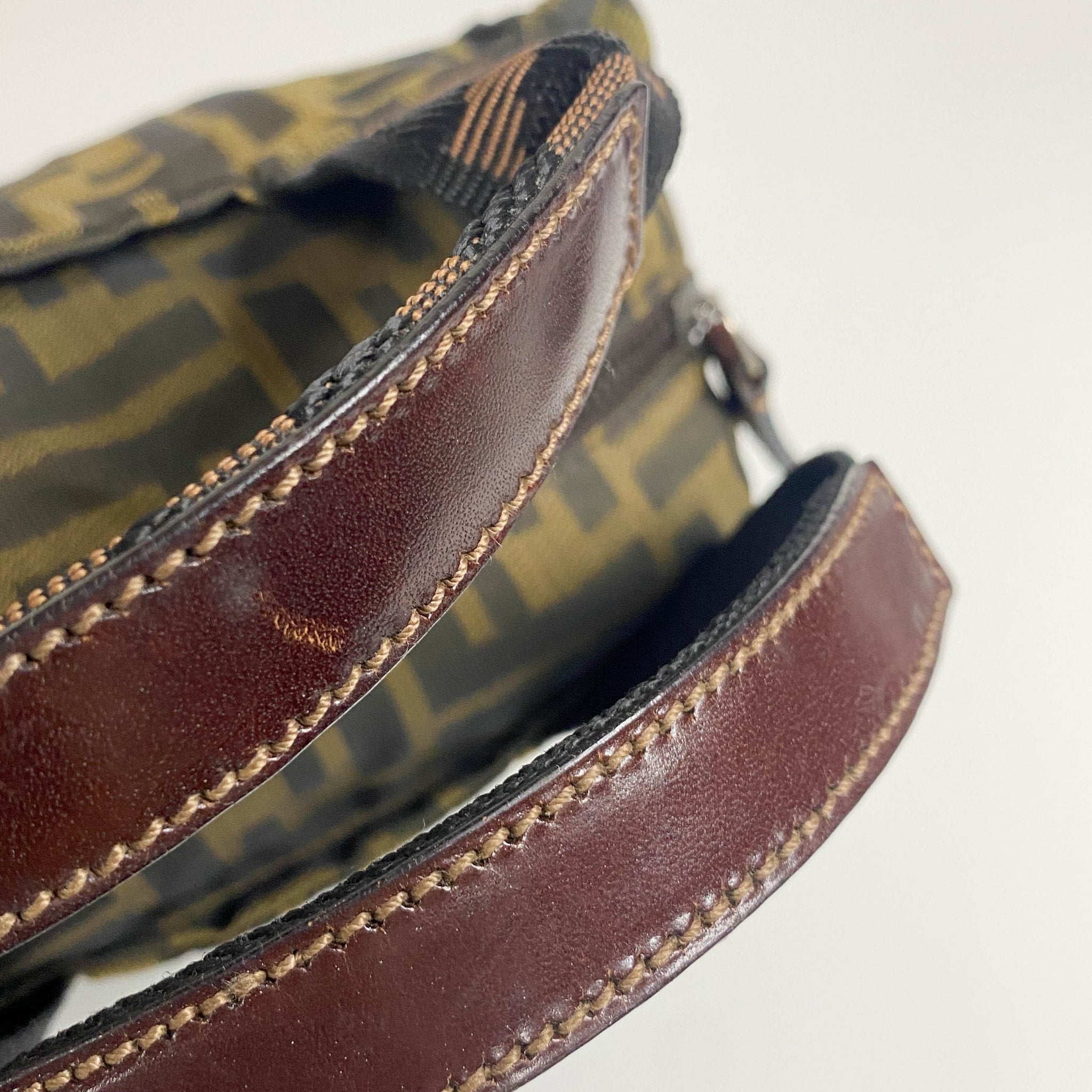 FENDI Zucca Double Handle Mini Pochette Pouch Bag, in , Sold by HIVE PRELOVED - Handle Bags, Mini bags,