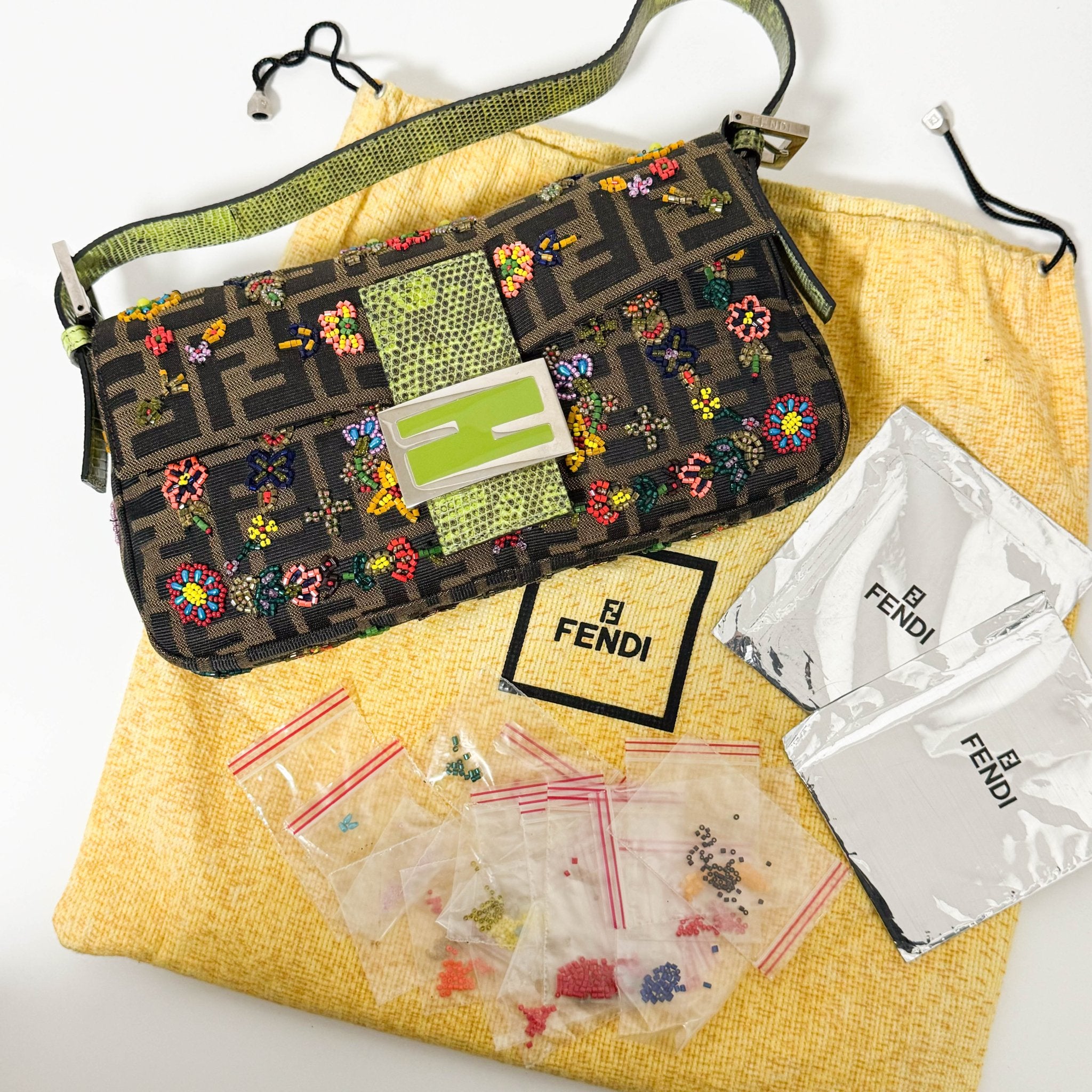 FENDI Zucca FF Design With Beads Baguette Shoulder Bag, in , Sold by HIVE PRELOVED - Shoulder Bags, ,