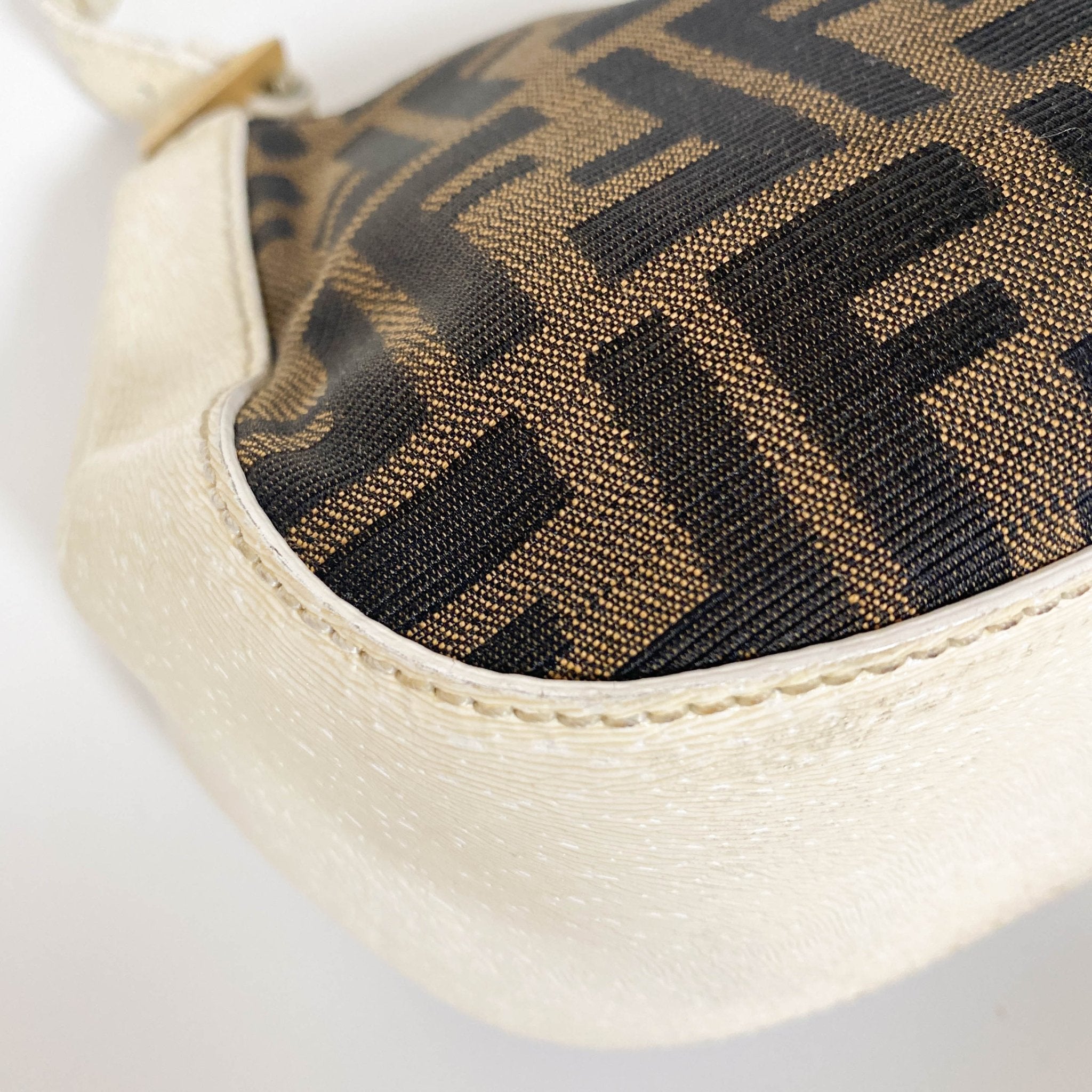 FENDI Zucca / Ivory Leather FENDI Logo Gold Hardware Shoulder Bag, in , Sold by HIVE PRELOVED - Shoulder Bags, ,