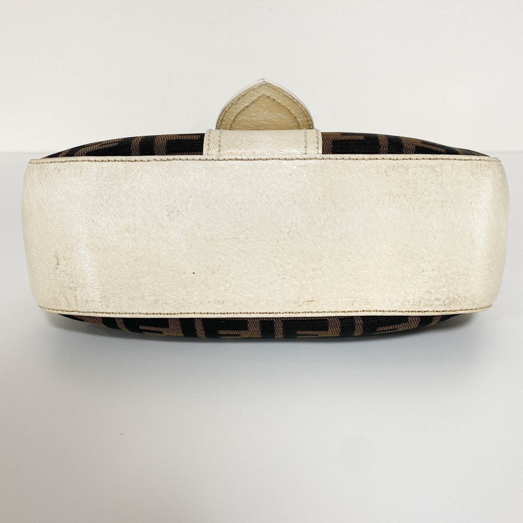 FENDI Zucca / Ivory Leather FENDI Logo Gold Hardware Shoulder Bag, in , Sold by HIVE PRELOVED - Shoulder Bags, ,