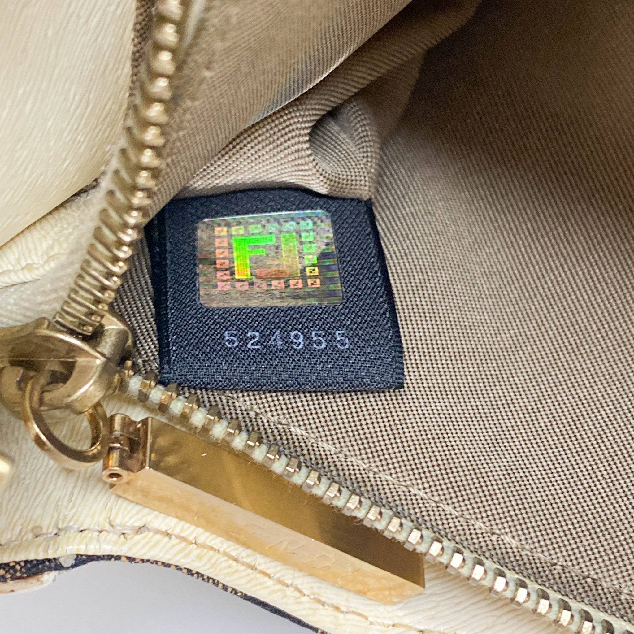 FENDI Zucca / Ivory Leather FENDI Logo Gold Hardware Shoulder Bag, in , Sold by HIVE PRELOVED - Shoulder Bags, ,