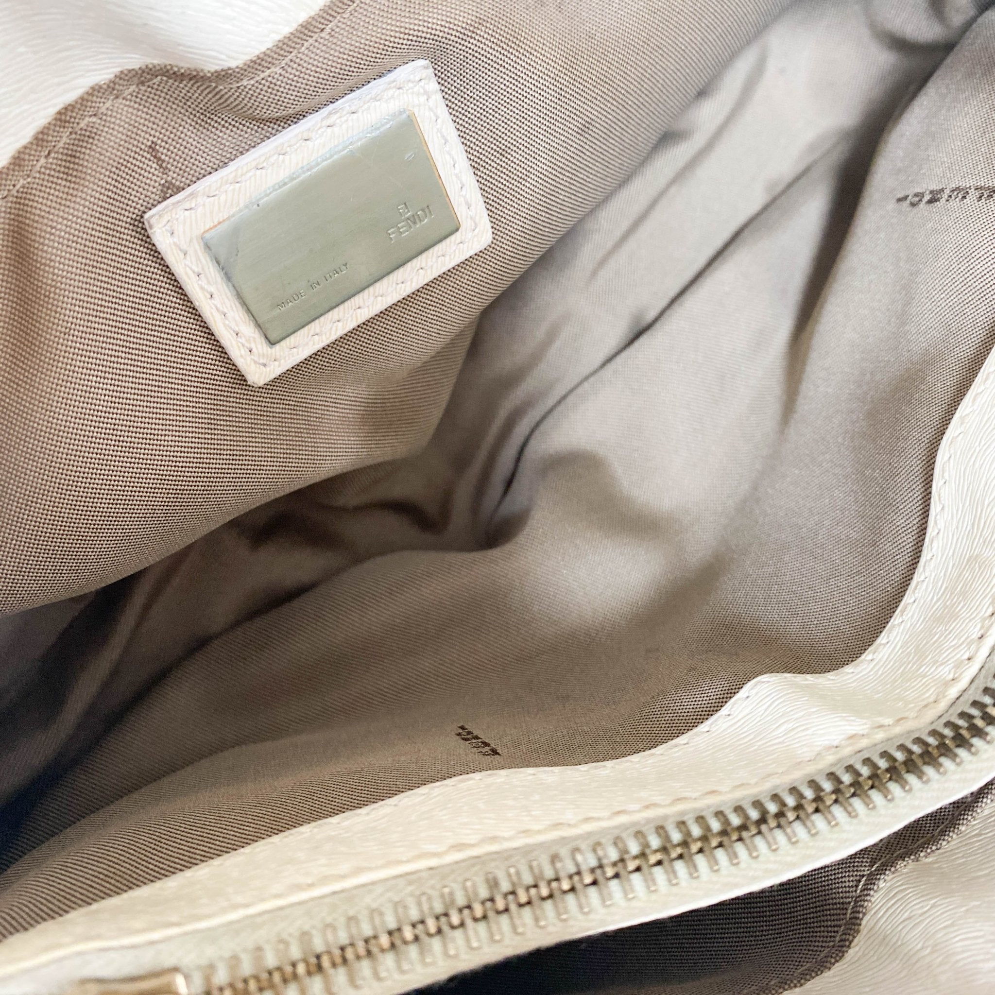 FENDI Zucca / Ivory Leather FENDI Logo Gold Hardware Shoulder Bag, in , Sold by HIVE PRELOVED - Shoulder Bags, ,