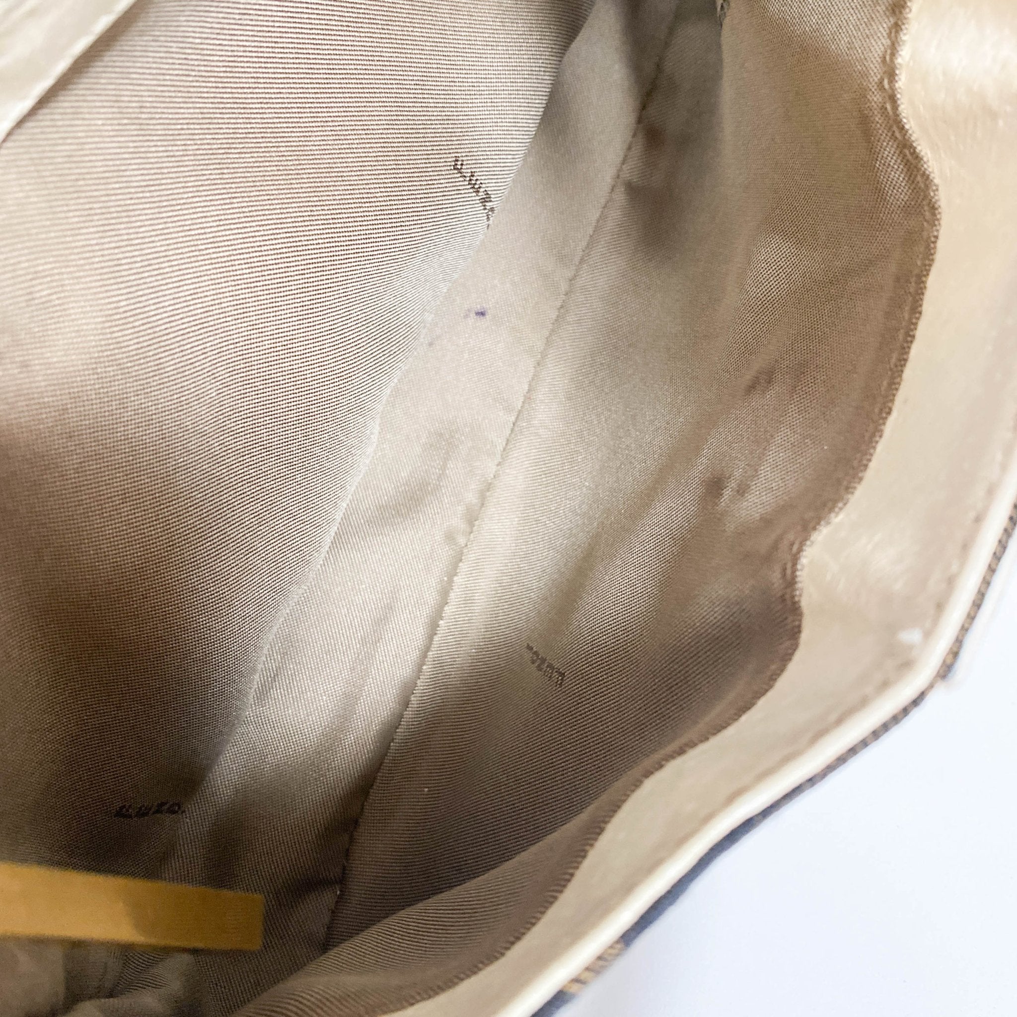 FENDI Zucca / Ivory Leather FENDI Logo Gold Hardware Shoulder Bag, in , Sold by HIVE PRELOVED - Shoulder Bags, ,