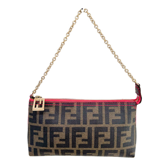 FENDI Zucca Pink Stitching Mini Chain Pouch Bag, in , Sold by HIVE PRELOVED - Handle Bags, Mini bag
