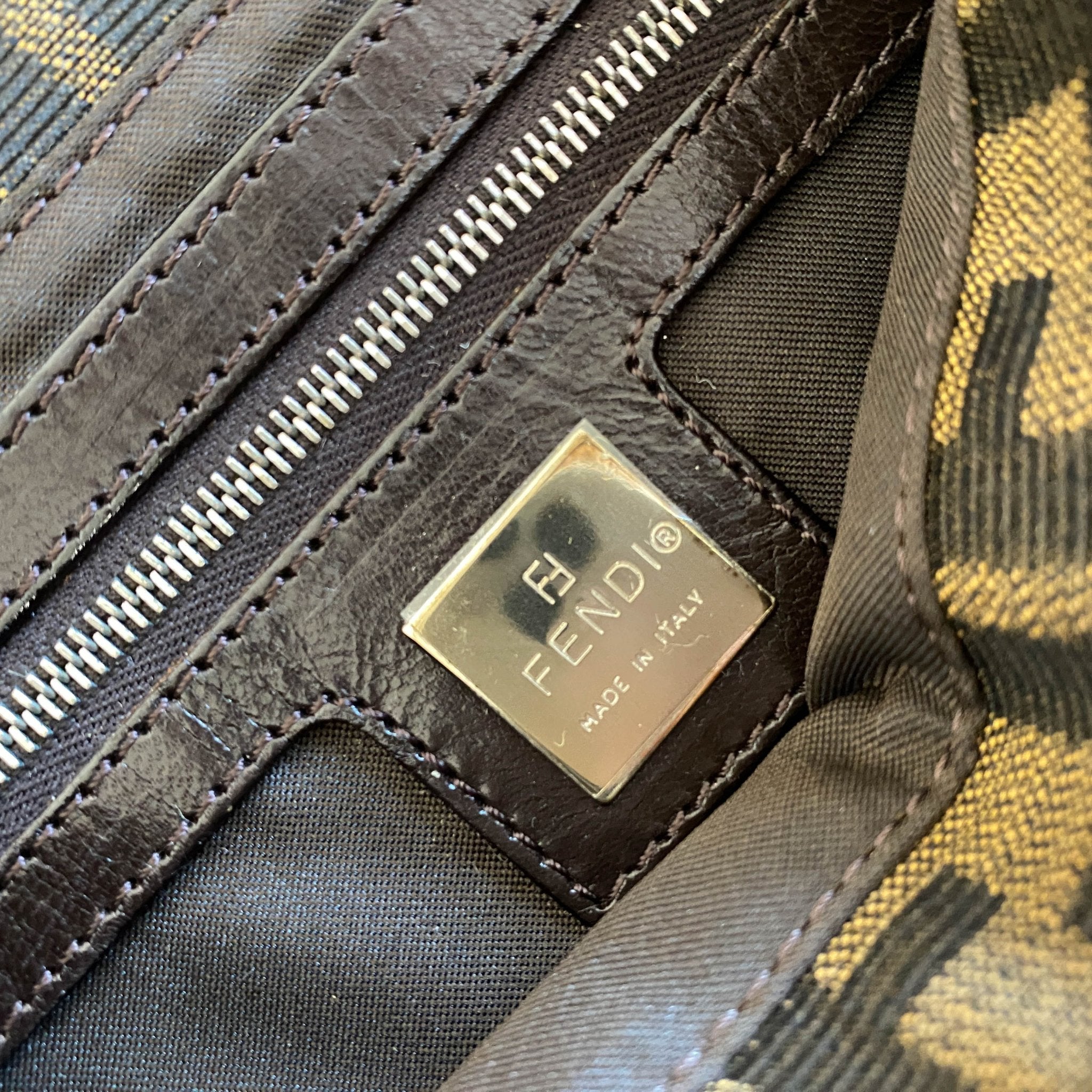 FENDI Zucca with Brown Flower Design Beaded Baguette Shoulder Bag, in , Sold by HIVE PRELOVED - Shoulder Bags, ,