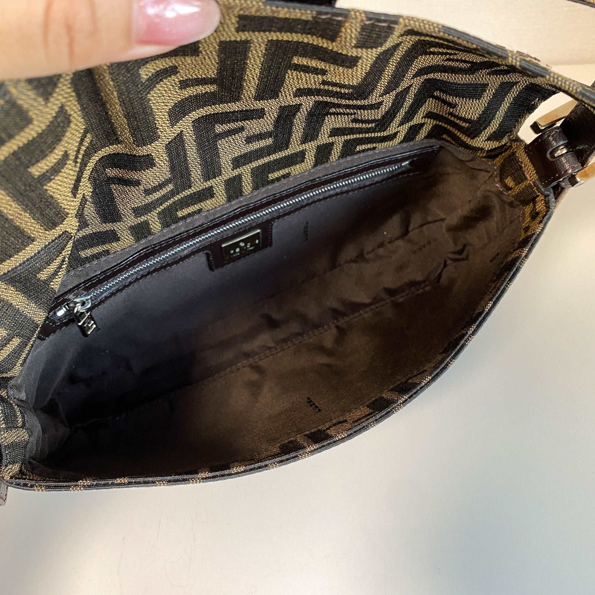 FENDI Zucca with Brown Flower Design Beaded Baguette Shoulder Bag, in , Sold by HIVE PRELOVED - Shoulder Bags, ,