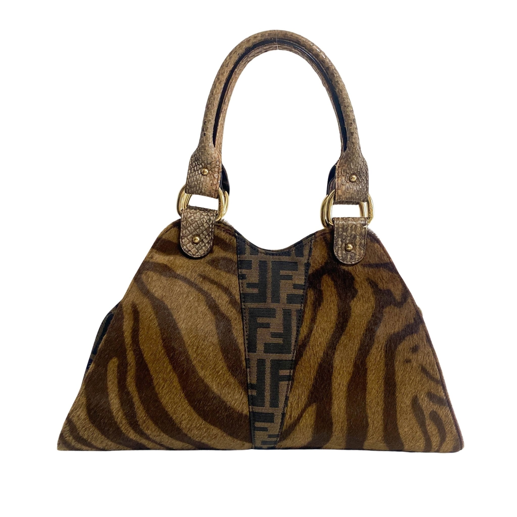 FENDI Zucca/Zebra Print Pony Hair Shoulder Bag, in , Sold by HIVE PRELOVED - Handle Bags, Shoulder Bags,