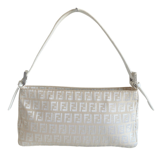 FENDI Zucchino White / Silver Shoulder Bag, in , Sold by HIVE PRELOVED - Shoulder Bags, ,