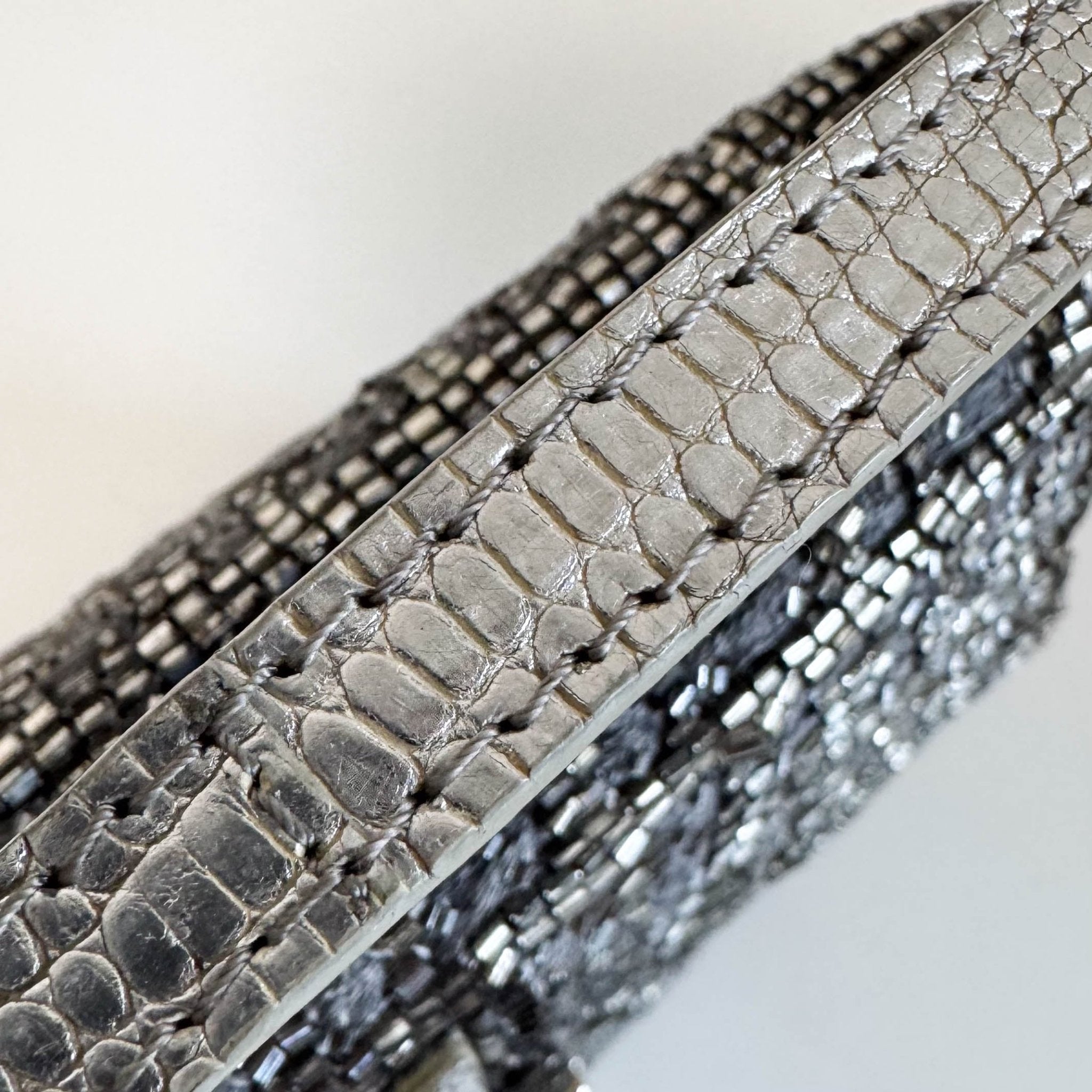 FENDI Zuccino Beaded Silver Baguette Mini Shoulder Bag, in , Sold by HIVE PRELOVED - Handle Bags, Mini bags,