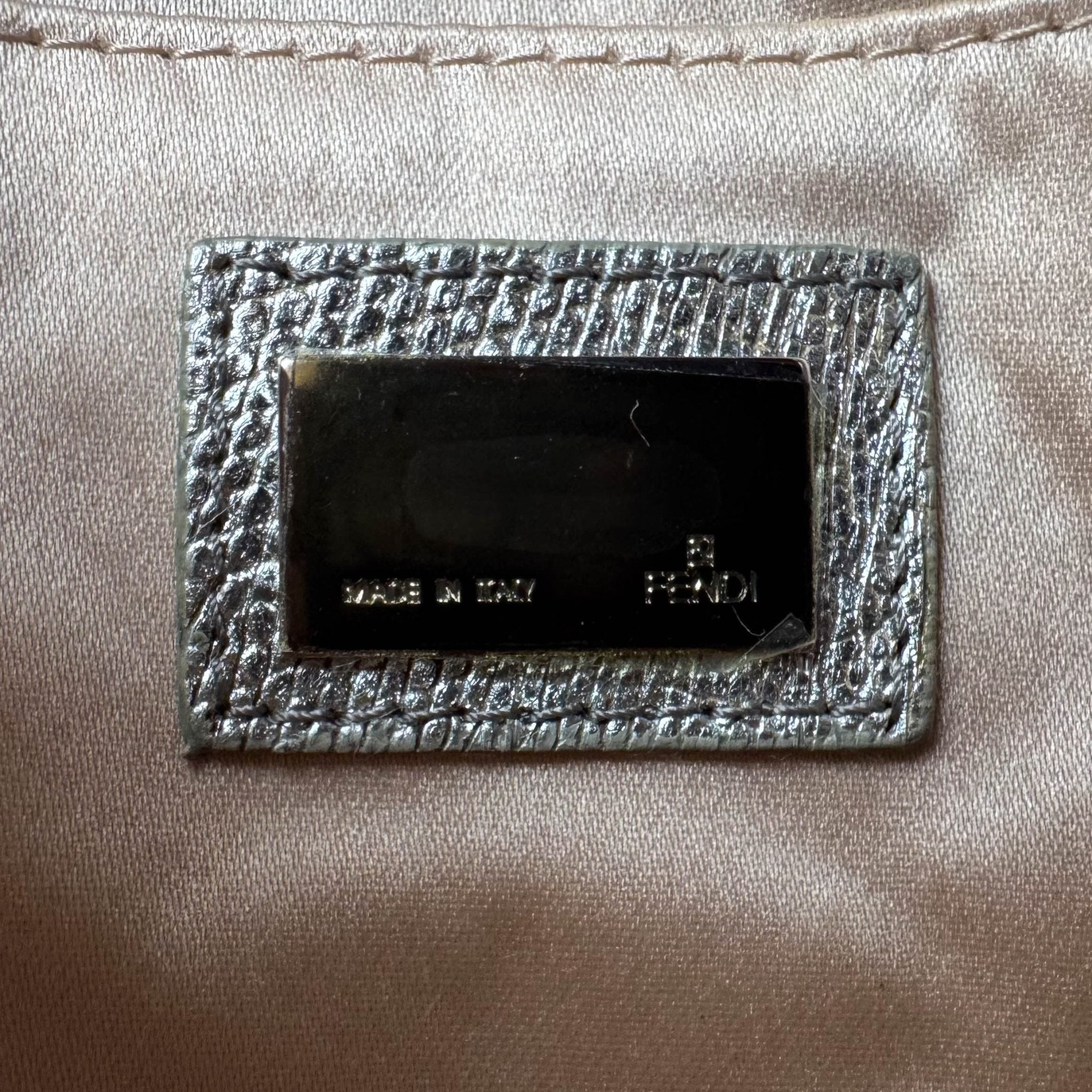 FENDI Zuccino Beaded Silver Baguette Mini Shoulder Bag, in , Sold by HIVE PRELOVED - Handle Bags, Mini bags,