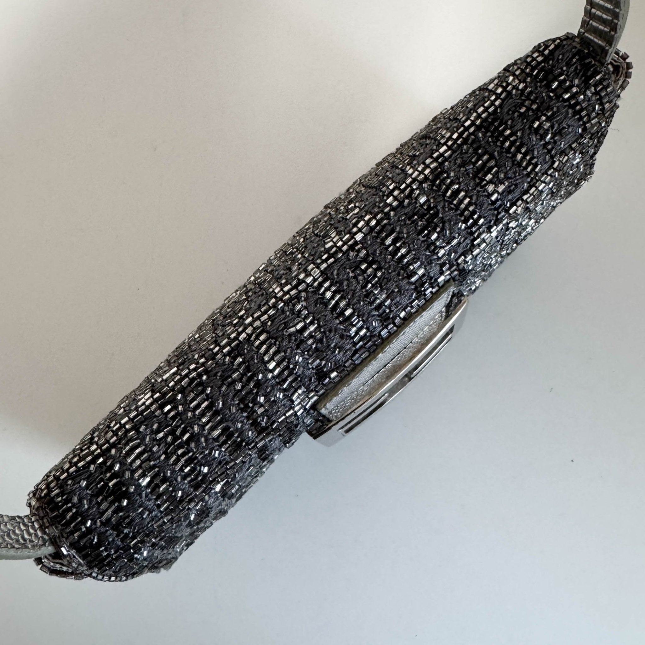 FENDI Zuccino Beaded Silver Baguette Mini Shoulder Bag, in , Sold by HIVE PRELOVED - Handle Bags, Mini bags,