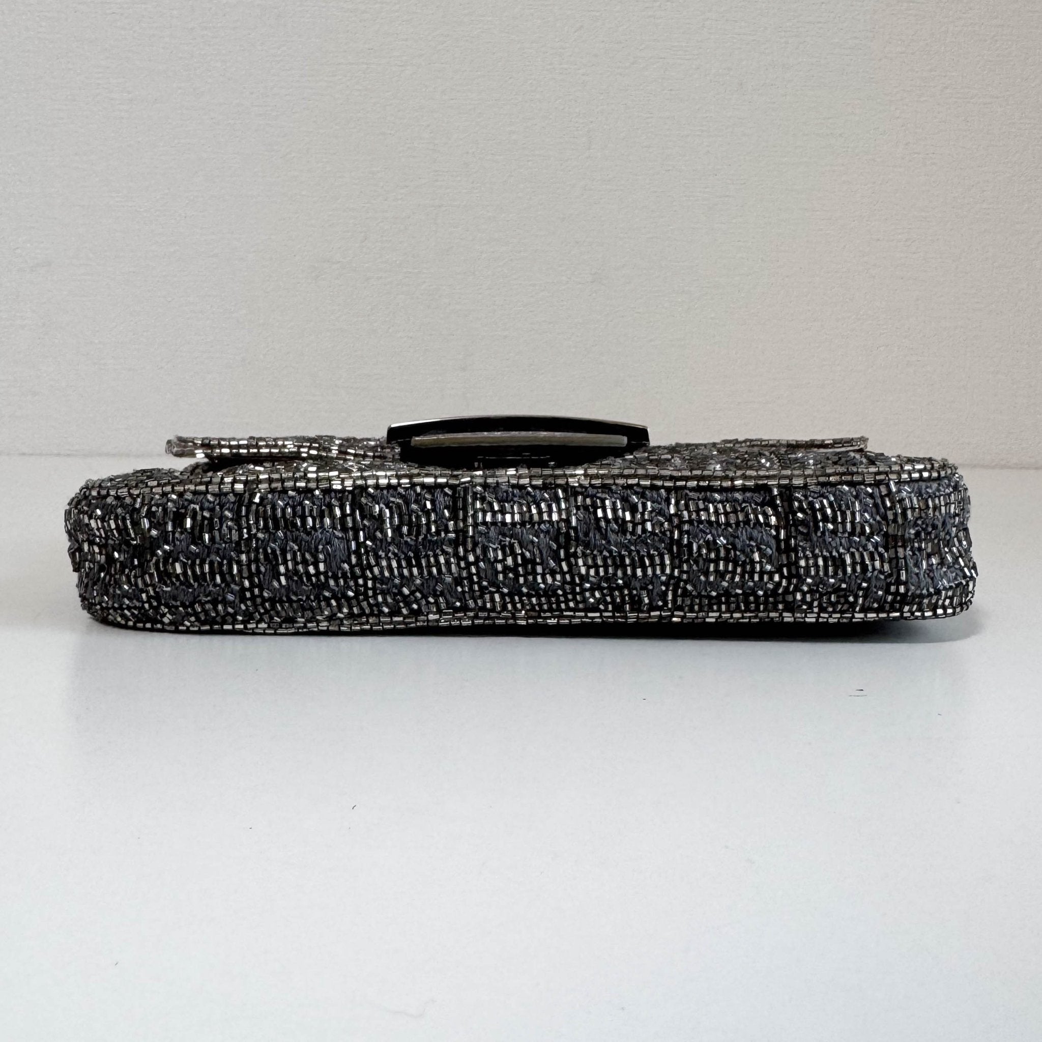 FENDI Zuccino Beaded Silver Baguette Mini Shoulder Bag, in , Sold by HIVE PRELOVED - Handle Bags, Mini bags,