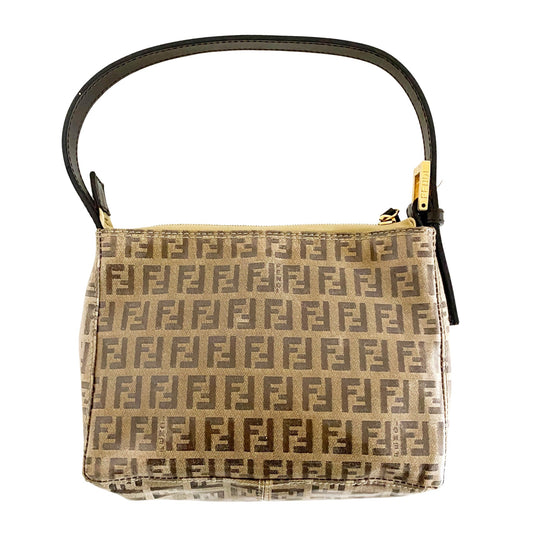 FENDI Zuccino Patent Mini Pochette Bag, Patent Leather in Neutral, Sold by HIVE PRELOVED - Mini bags, ,