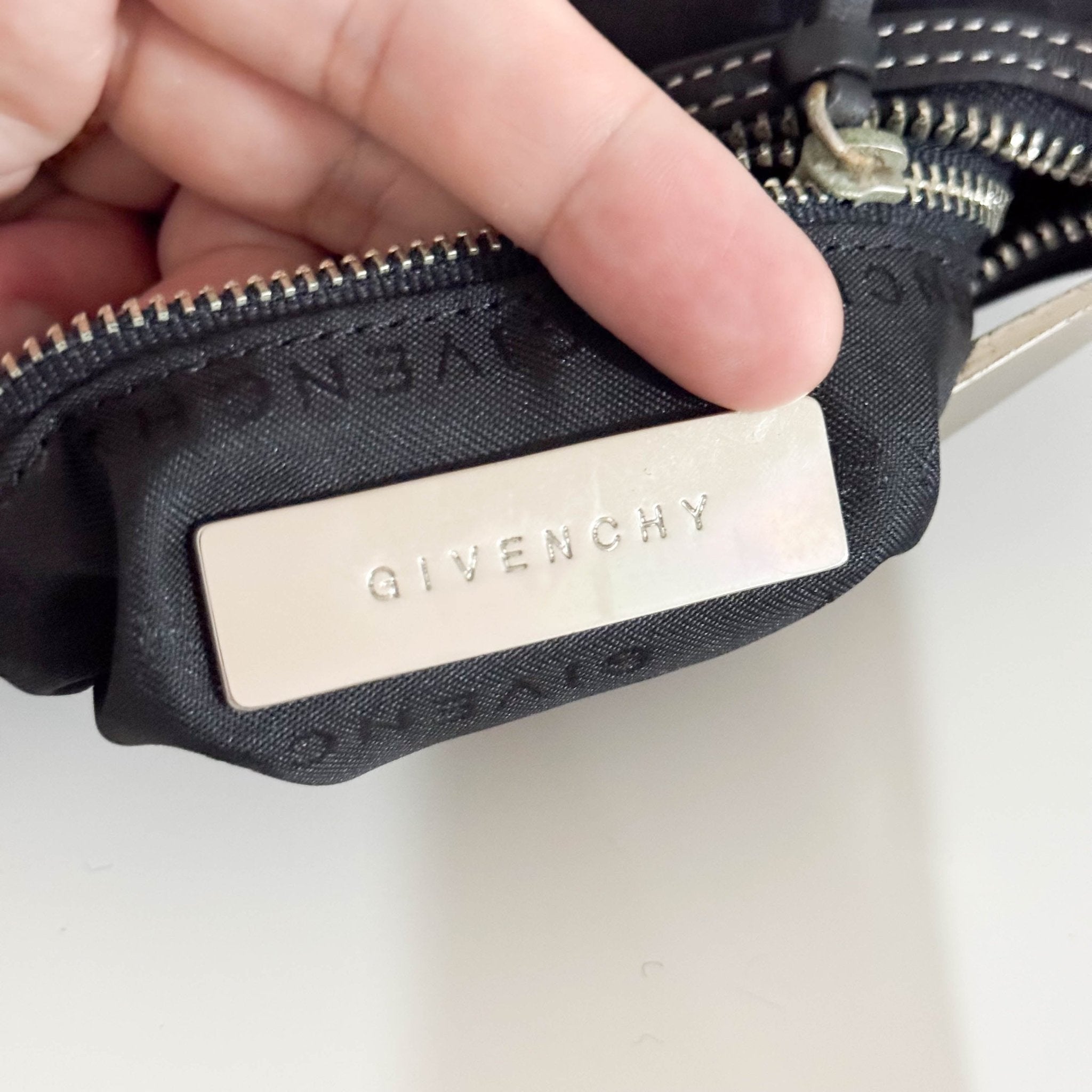 GIVENCHY Logo Printed Nylon / Leather Black Mini Pouch Bag, in , Sold by HIVE PRELOVED - Handle Bags, ,