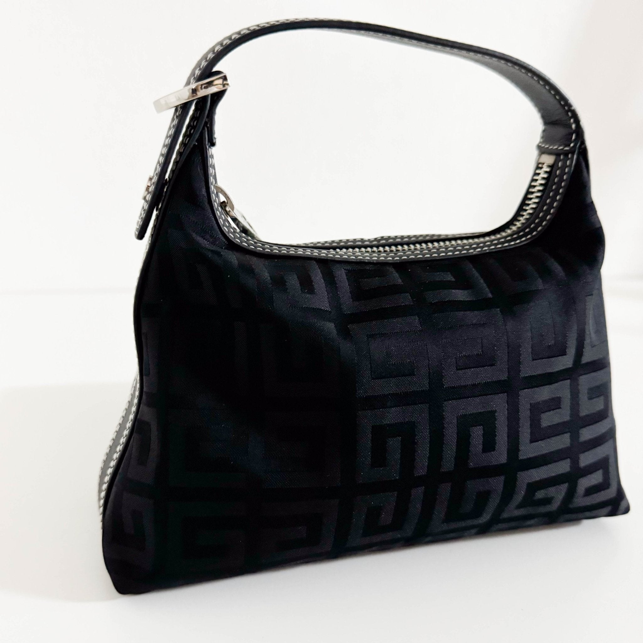 GIVENCHY Logo Printed Nylon / Leather Black Mini Pouch Bag, in , Sold by HIVE PRELOVED - Handle Bags, ,