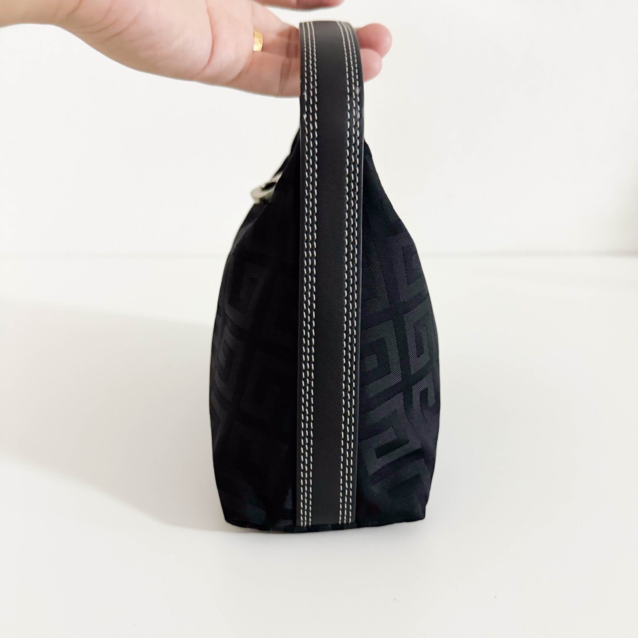 GIVENCHY Logo Printed Nylon / Leather Black Mini Pouch Bag, in , Sold by HIVE PRELOVED - Handle Bags, ,