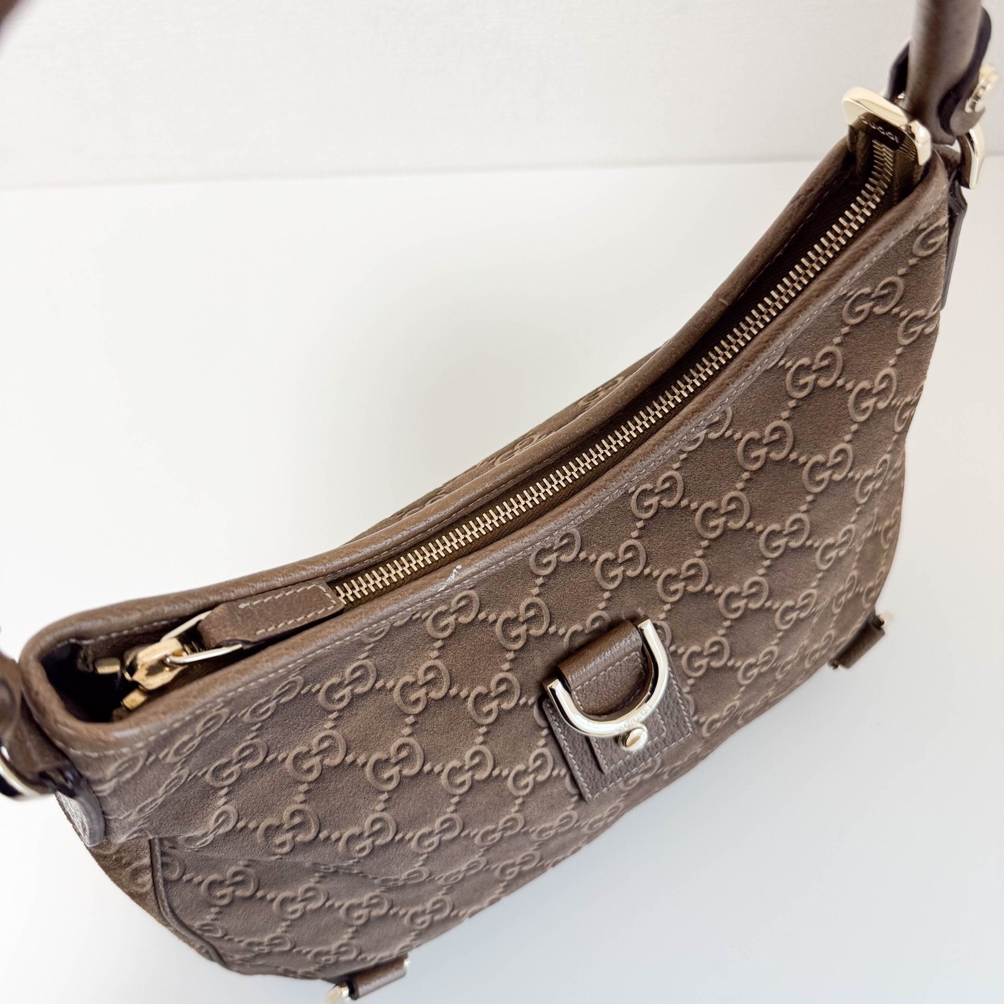 GUCCI Abbey Brown GG Suede Shoulder Bag, in , Sold by HIVE PRELOVED - Shoulder Bags, ,