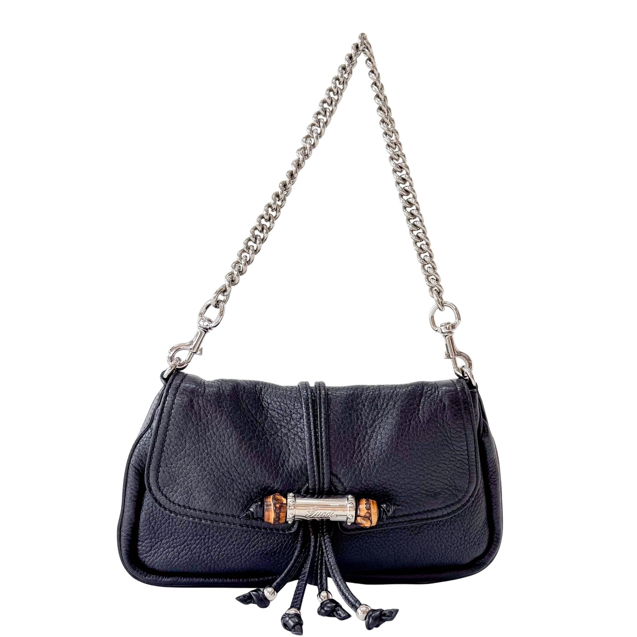 GUCCI Bamboo Black Leather Shoulder Bag, in , Sold by HIVE PRELOVED - Shoulder Bags, ,