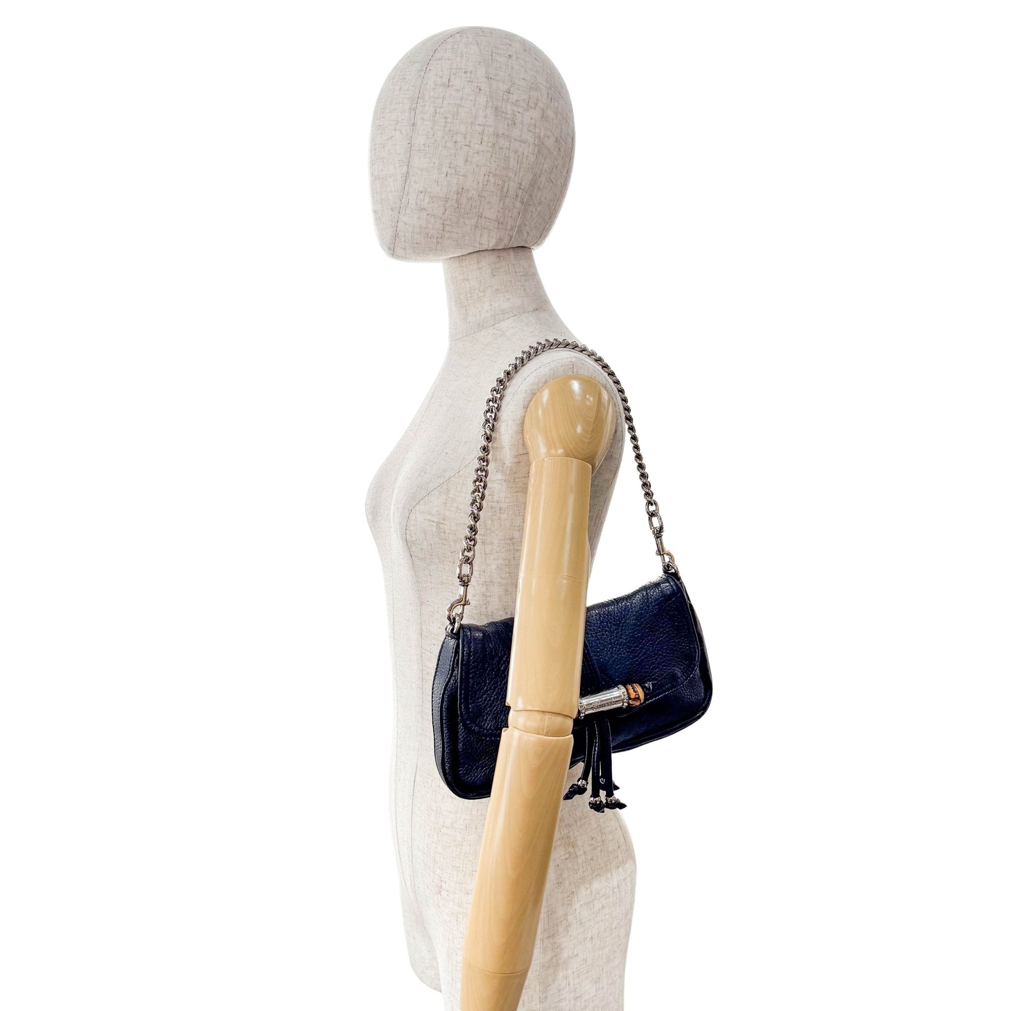 GUCCI Bamboo Black Leather Shoulder Bag, in , Sold by HIVE PRELOVED - Shoulder Bags, ,