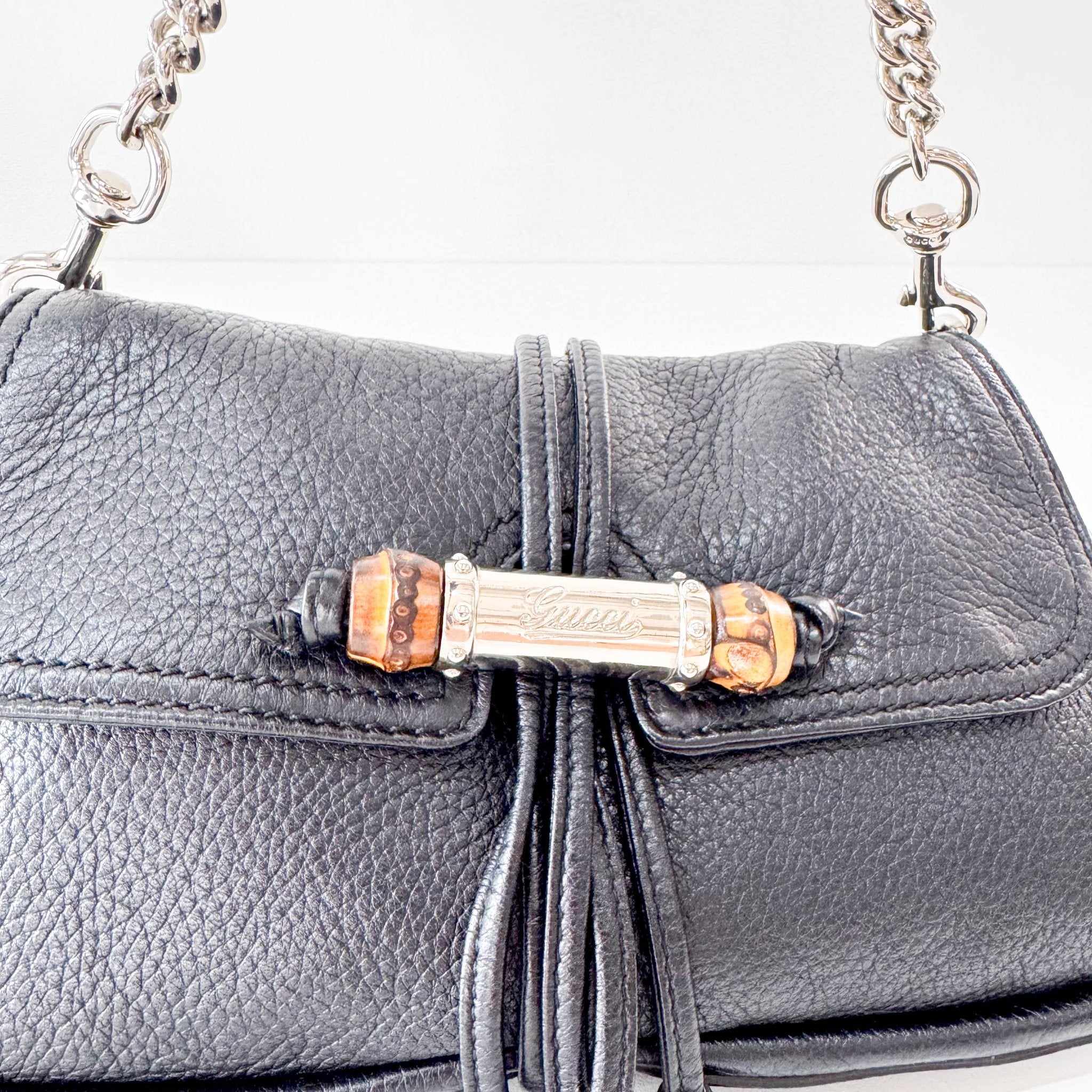 GUCCI Bamboo Black Leather Shoulder Bag, in , Sold by HIVE PRELOVED - Shoulder Bags, ,