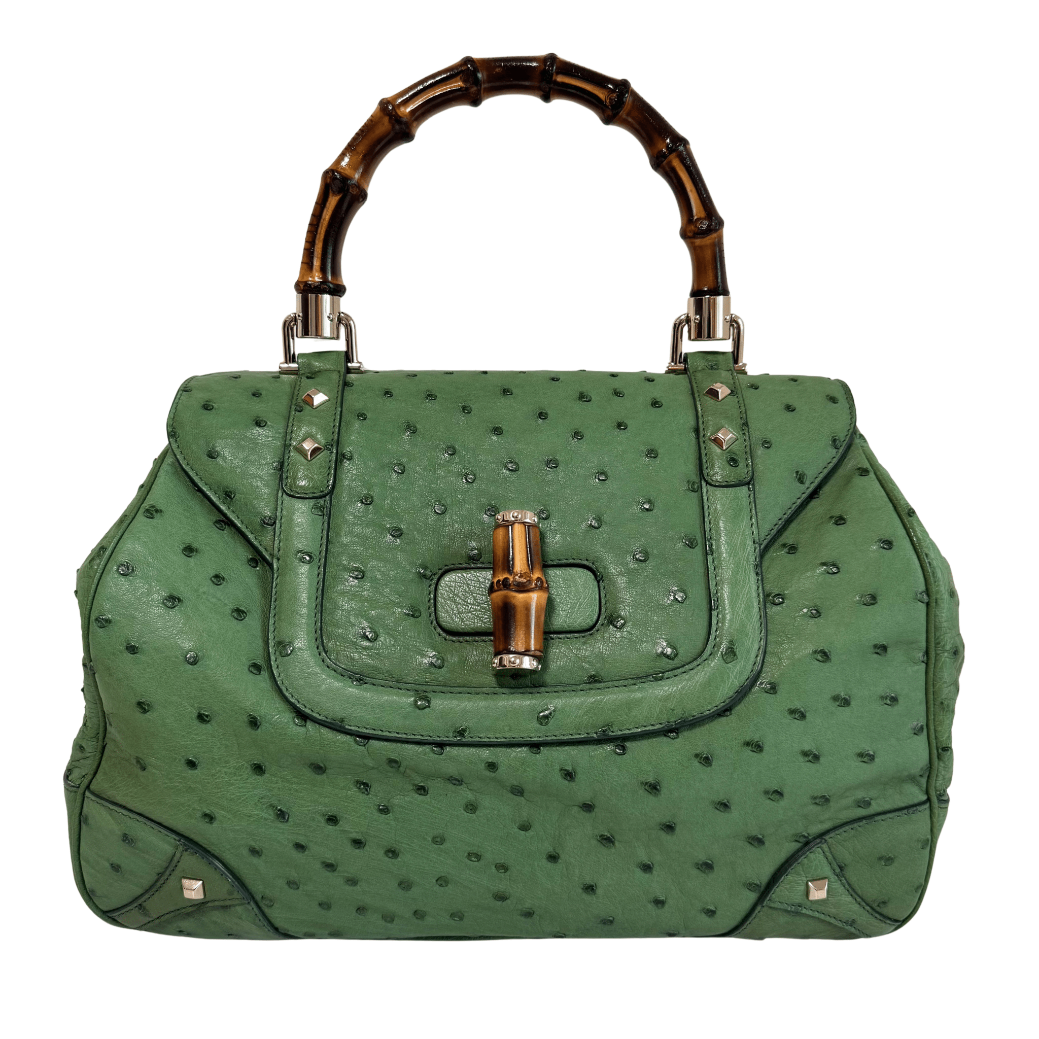 GUCCI Bamboo Leather Green Handbag, in , Sold by HIVE PRELOVED - Handle Bags, ,