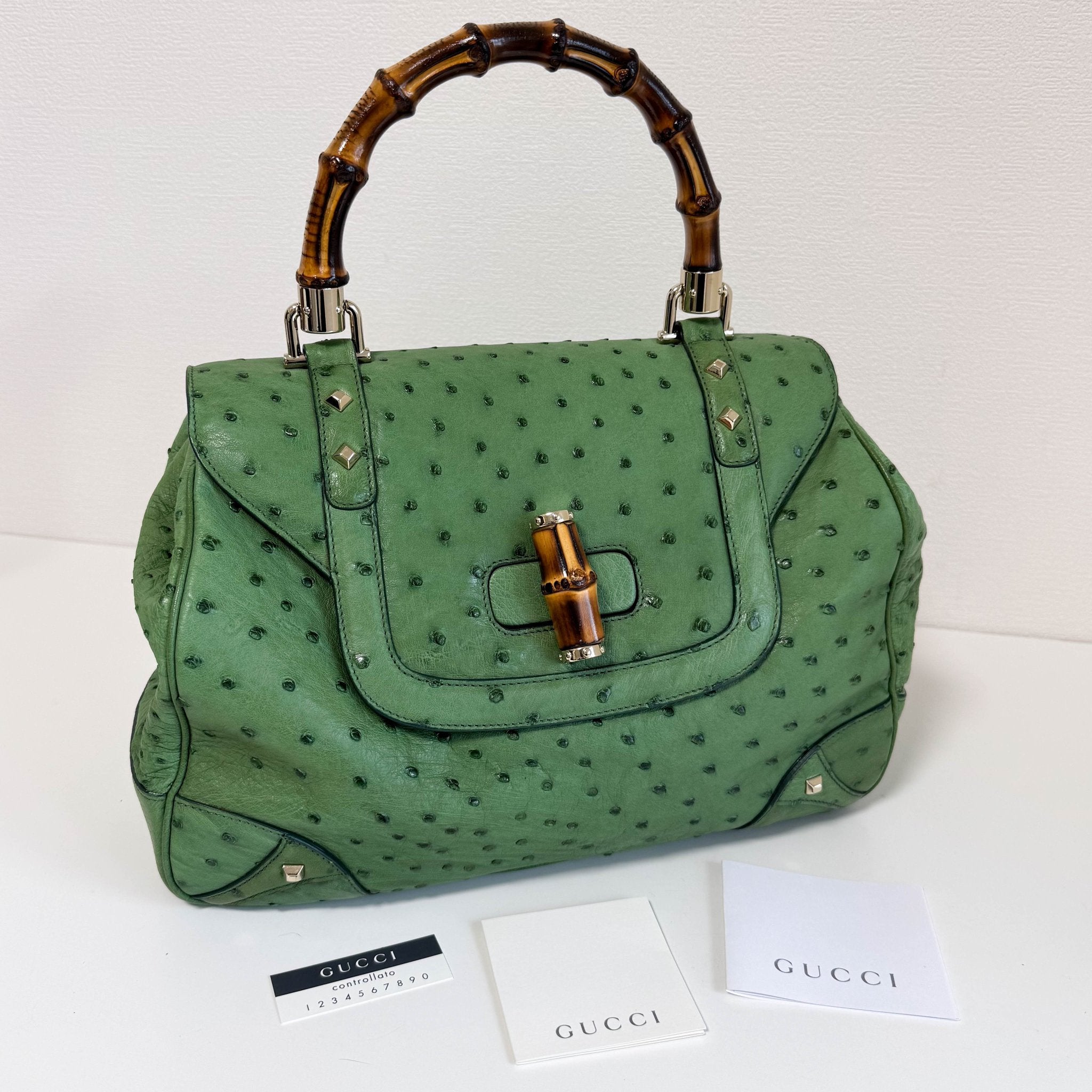 GUCCI Bamboo Leather Green Handbag, in , Sold by HIVE PRELOVED - Handle Bags, ,