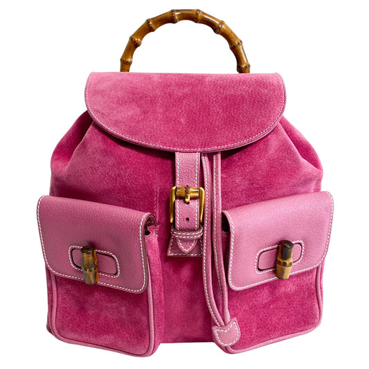 GUCCI Bamboo Pink Suede Backpack, in , Sold by HIVE PRELOVED - Backpacks, ,