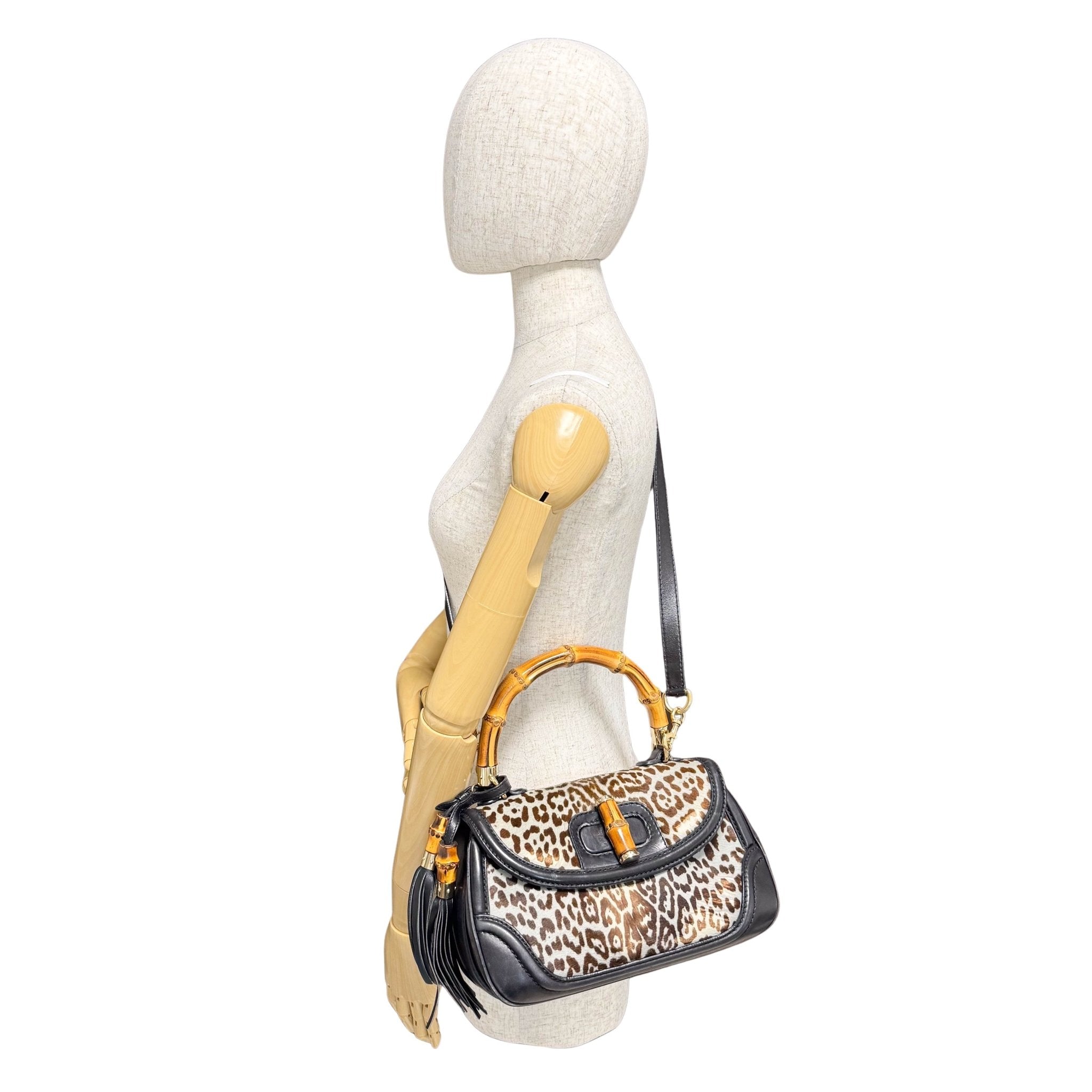GUCCI Bamboo Pony Hair Blue Leorapd Print Handbag, in , Sold by HIVE PRELOVED - Handle Bags, Shoulder Bags,
