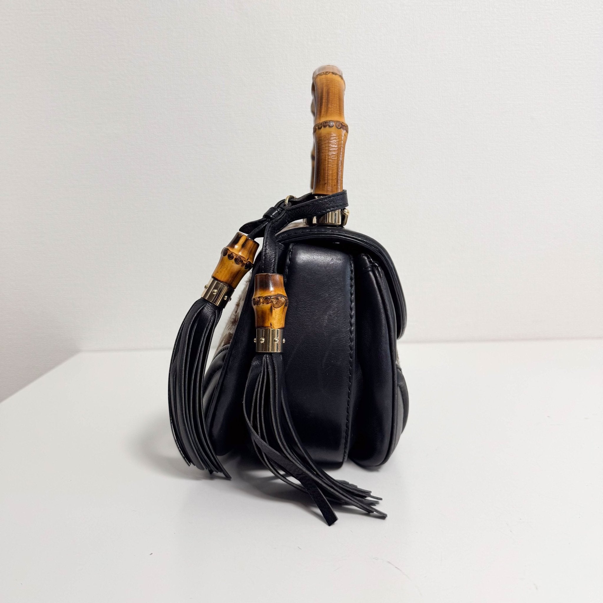 GUCCI Bamboo Pony Hair Blue Leorapd Print Handbag, in , Sold by HIVE PRELOVED - Handle Bags, Shoulder Bags,