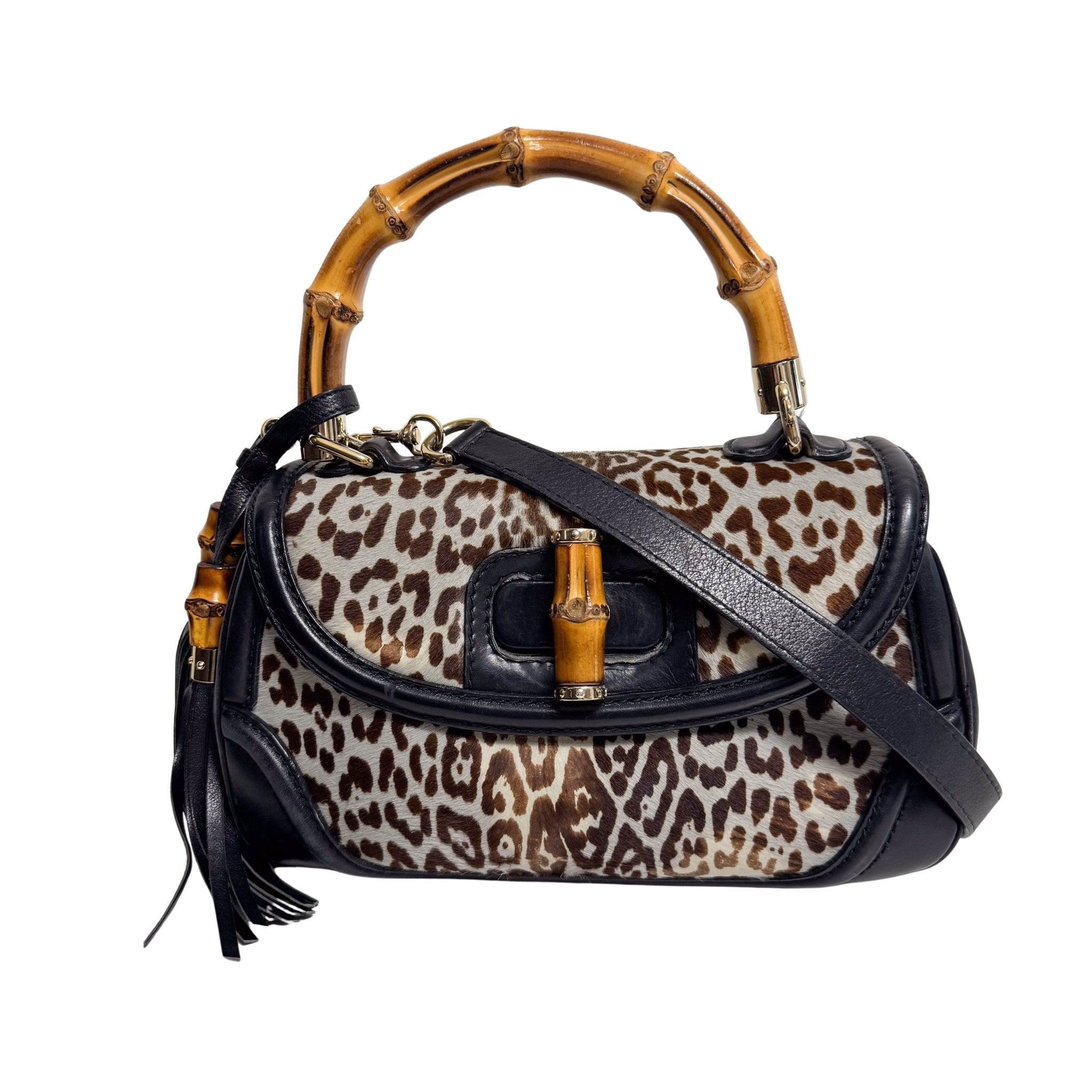 GUCCI Bamboo Pony Hair Blue Leorapd Print Handbag, in , Sold by HIVE PRELOVED - Handle Bags, Shoulder Bags,