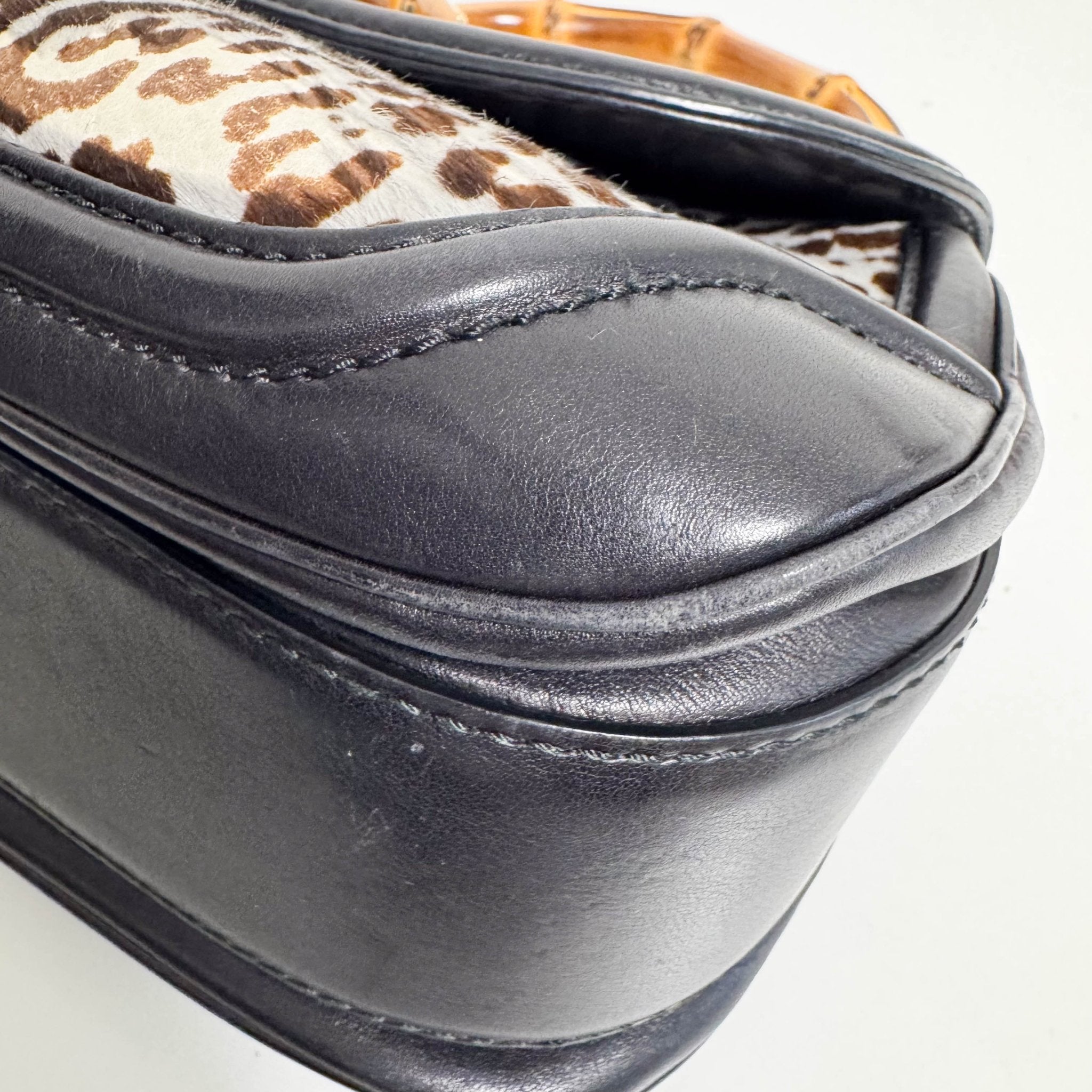 GUCCI Bamboo Pony Hair Blue Leorapd Print Handbag, in , Sold by HIVE PRELOVED - Handle Bags, Shoulder Bags,