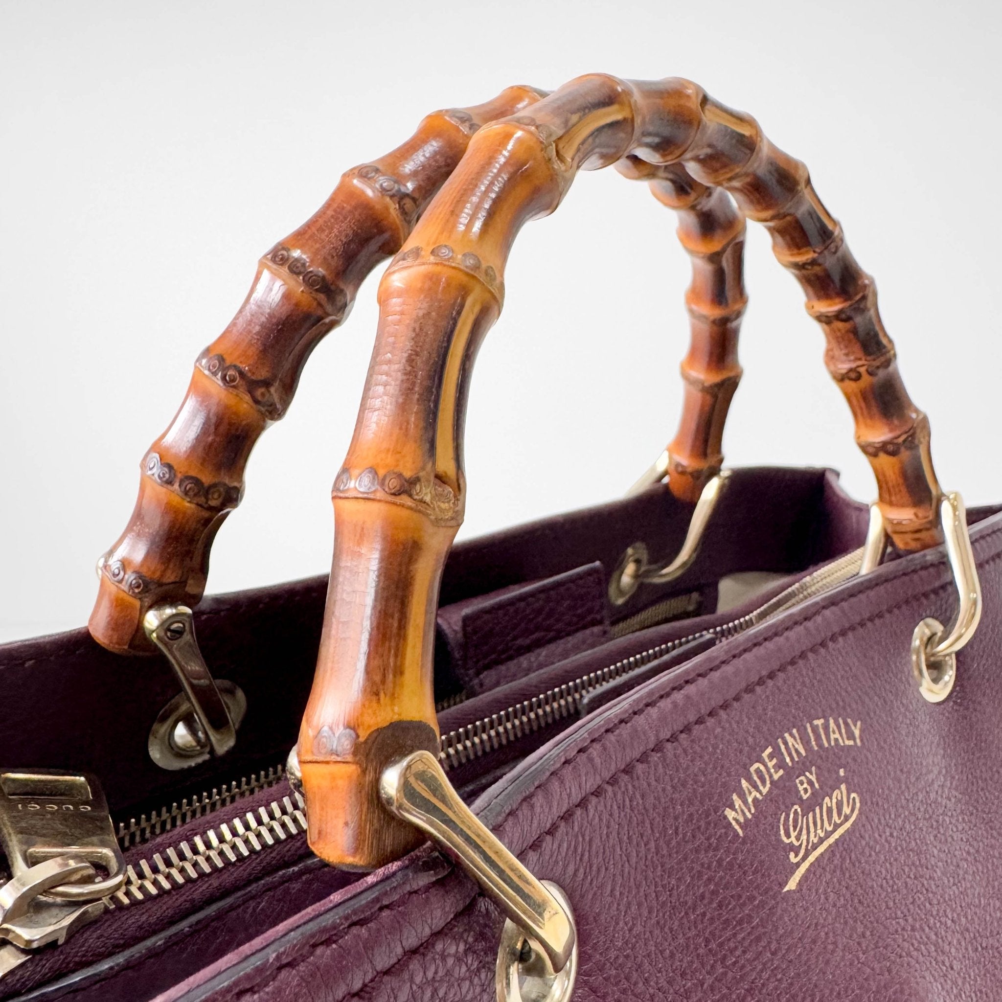 GUCCI Bamboo Shopper Burgundy Leather Top Handle Bag, in , Sold by HIVE PRELOVED - Handle Bags, Shoulder Bags,