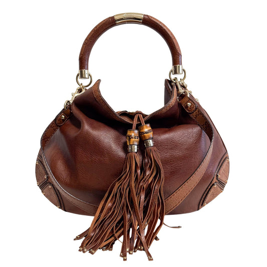 GUCCI Bamboo Tassel Indy Brown Leather Shoulder Bag, in , Sold by HIVE PRELOVED - Shoulder Bags, ,