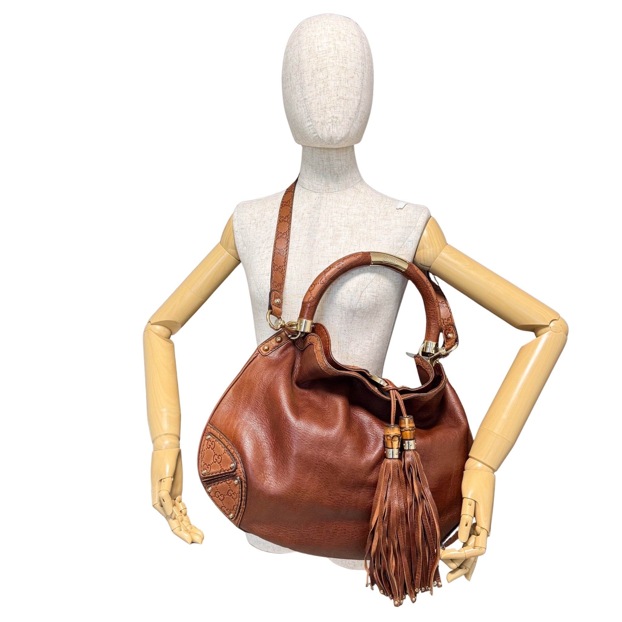 GUCCI Bamboo Tassel Indy Brown Leather Shoulder Bag, in , Sold by HIVE PRELOVED - Shoulder Bags, ,