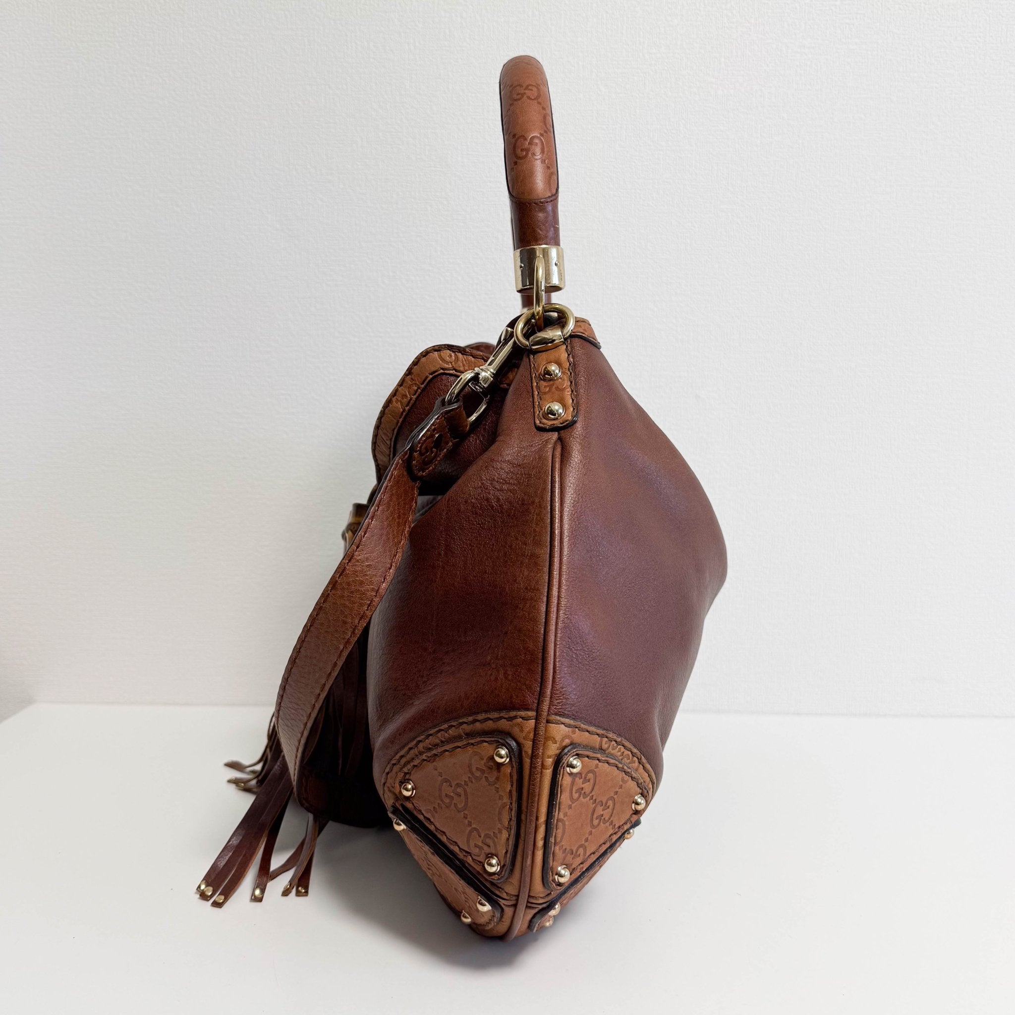 GUCCI Bamboo Tassel Indy Brown Leather Shoulder Bag, in , Sold by HIVE PRELOVED - Shoulder Bags, ,