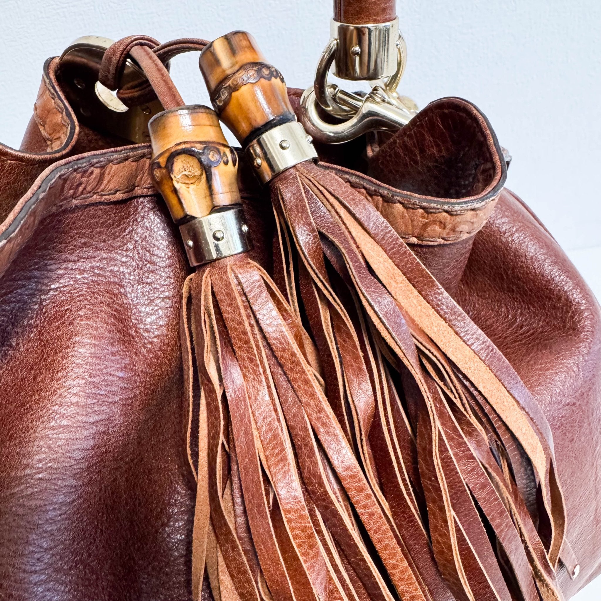GUCCI Bamboo Tassel Indy Brown Leather Shoulder Bag, in , Sold by HIVE PRELOVED - Shoulder Bags, ,