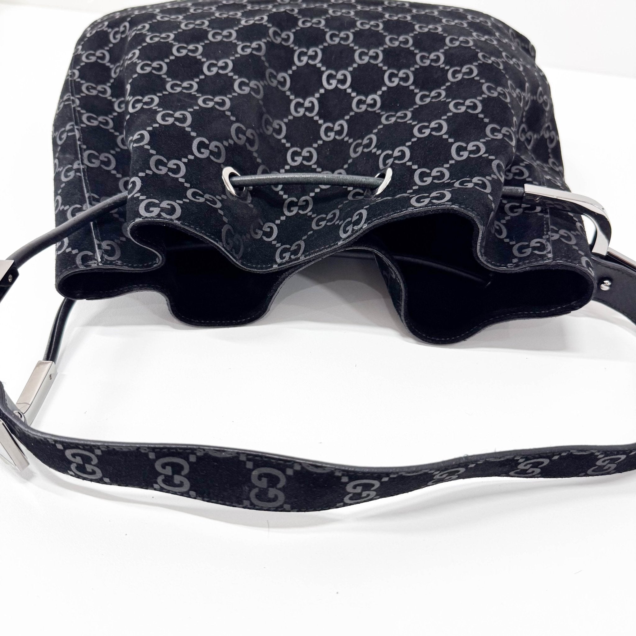 GUCCI Black GG Velvet Bucket Shoulder Bag, in , Sold by HIVE PRELOVED - Shoulder Bags, ,