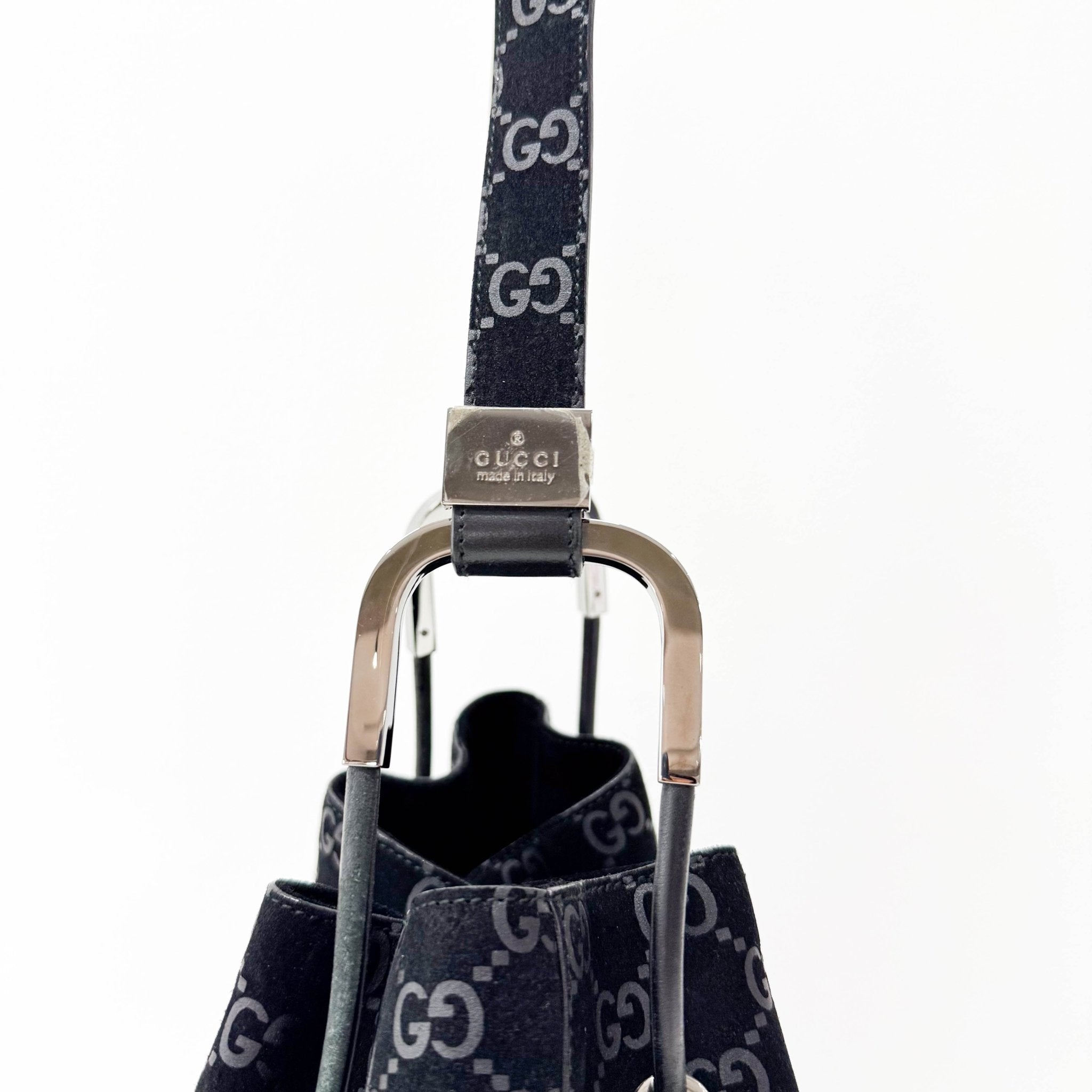 GUCCI Black GG Velvet Bucket Shoulder Bag, in , Sold by HIVE PRELOVED - Shoulder Bags, ,