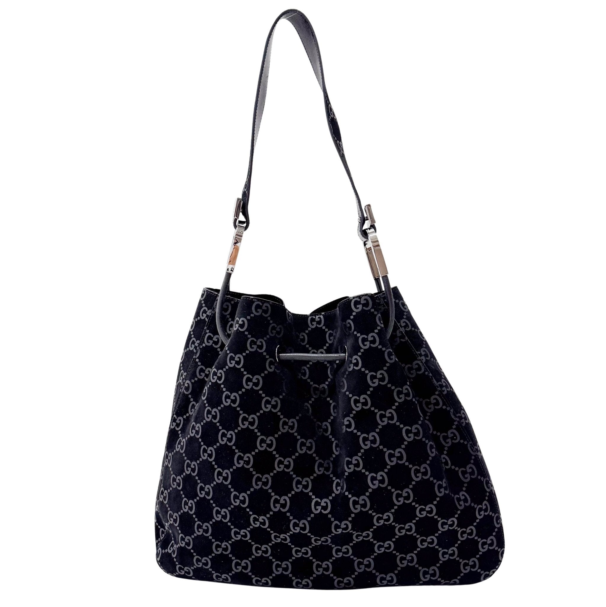 GUCCI Black GG Velvet Bucket Shoulder Bag, in , Sold by HIVE PRELOVED - Shoulder Bags, ,