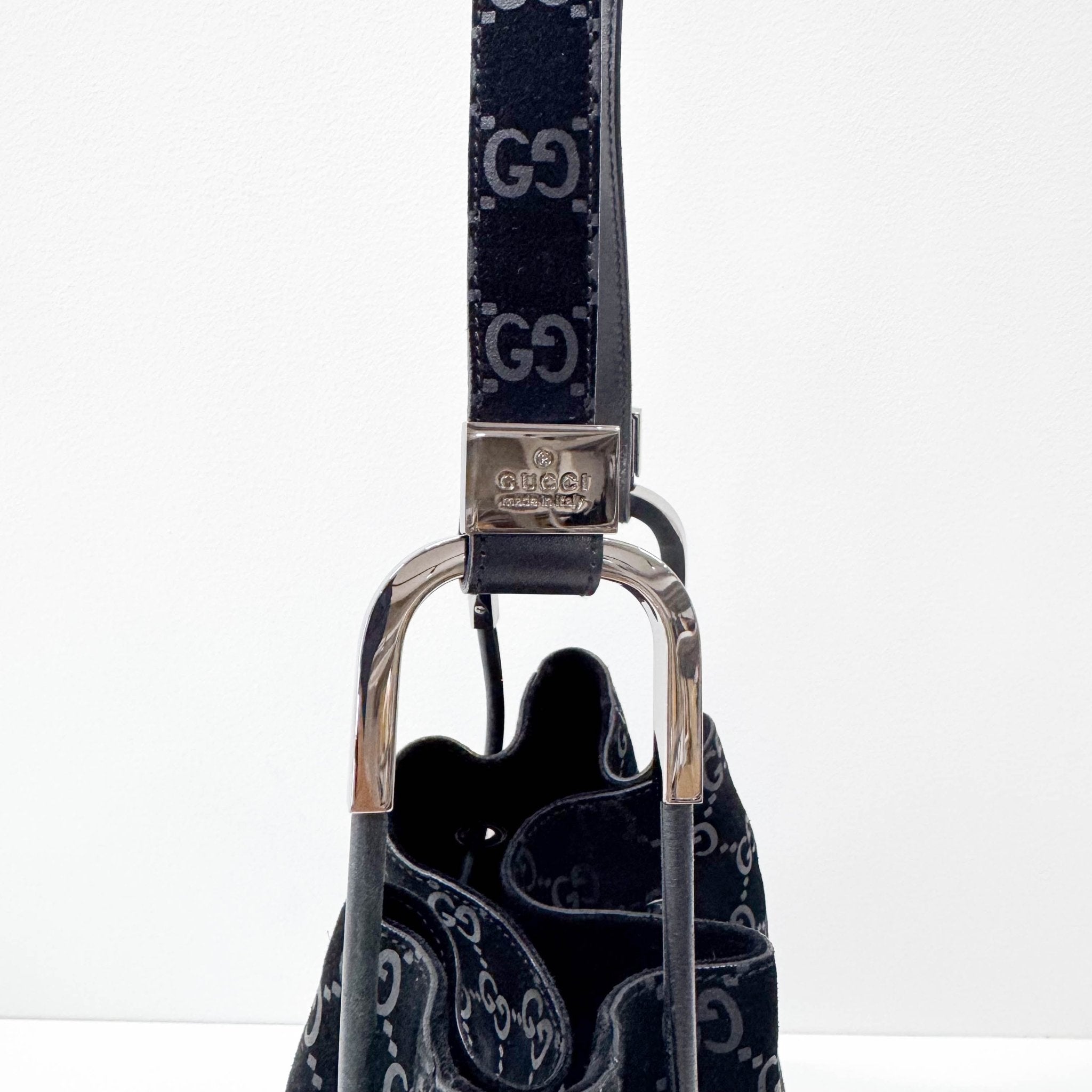 GUCCI Black GG Velvet Bucket Shoulder Bag, in , Sold by HIVE PRELOVED - Shoulder Bags, ,