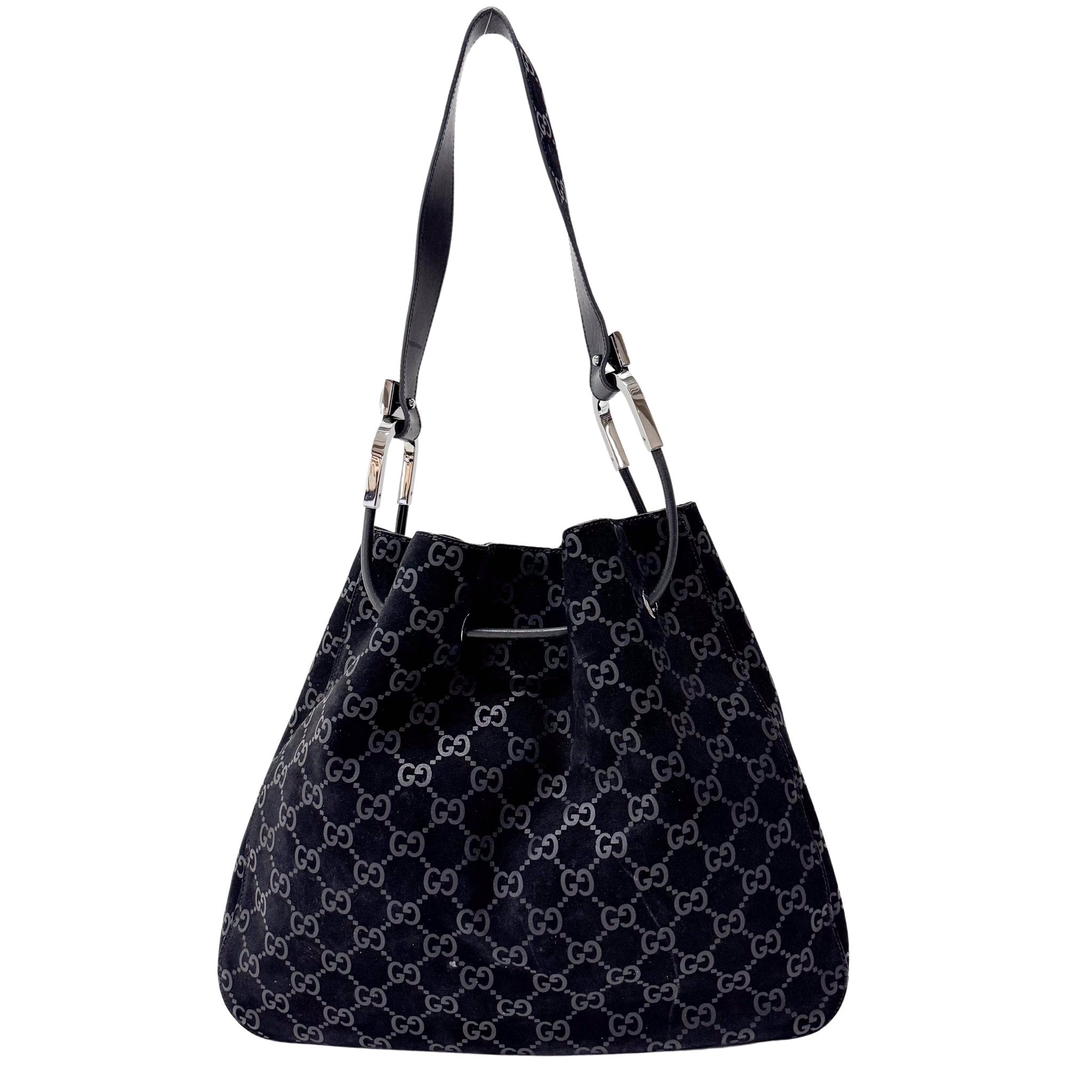 GUCCI Black GG Velvet Bucket Shoulder Bag, in , Sold by HIVE PRELOVED - Shoulder Bags, ,