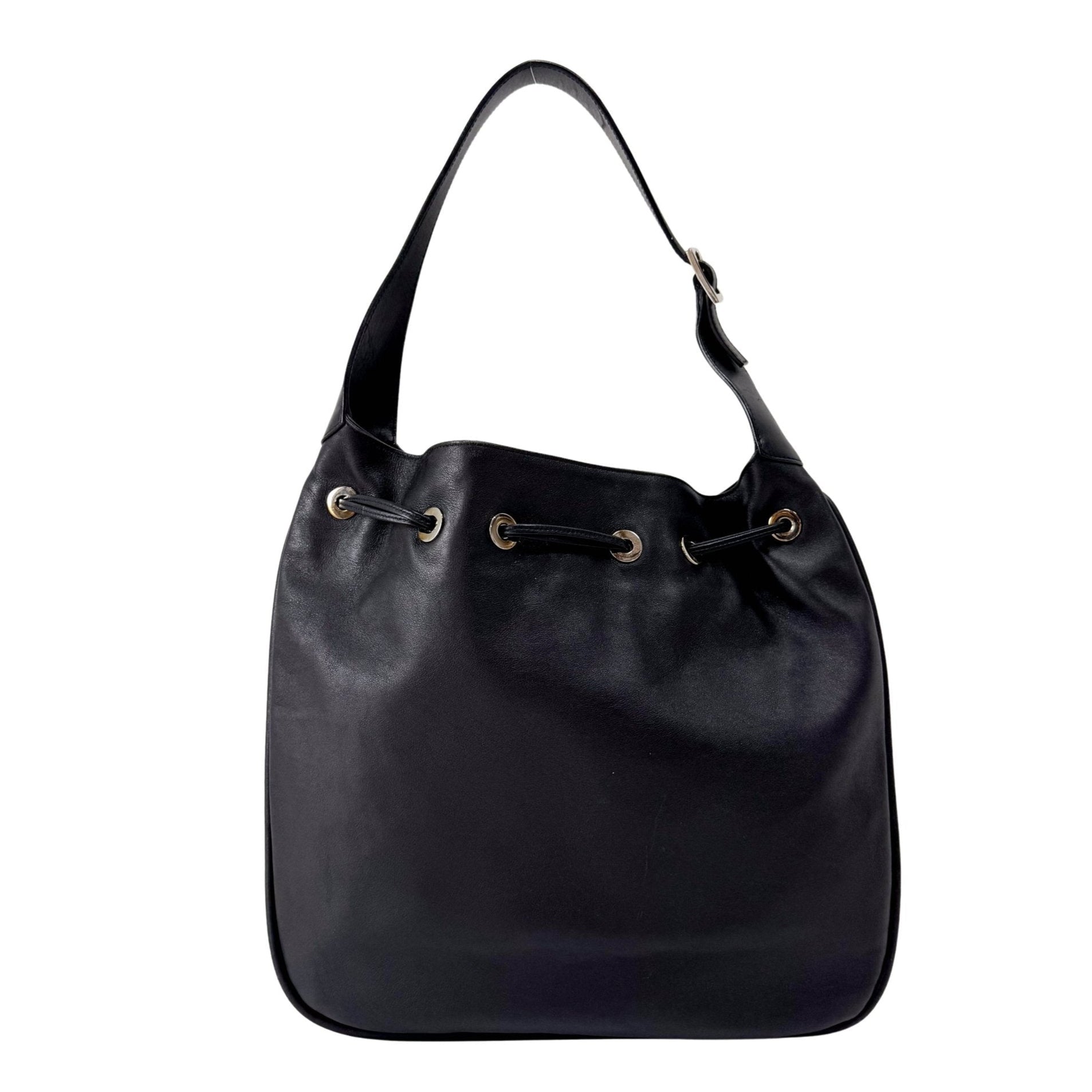 GUCCI Black Leather Drawstring Bag, in , Sold by HIVE PRELOVED - Shoulder Bags, ,