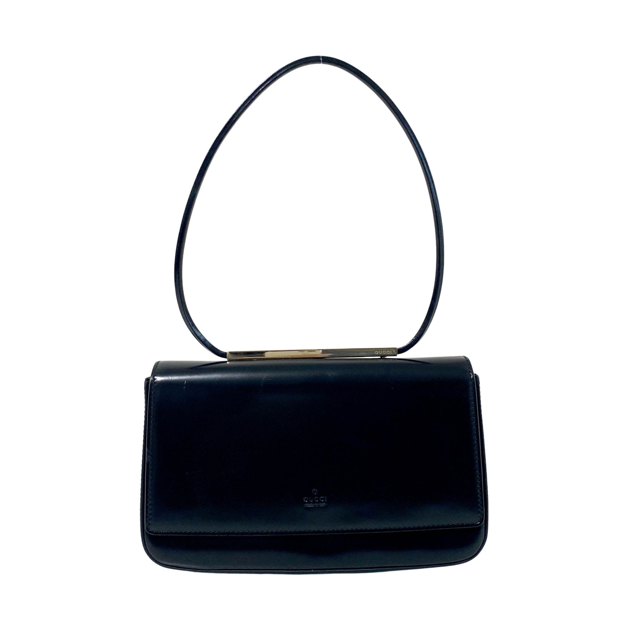 GUCCI Black Leather & Metal Hardware Detail Hand Bag, in , Sold by HIVE PRELOVED - Handle Bags, ,
